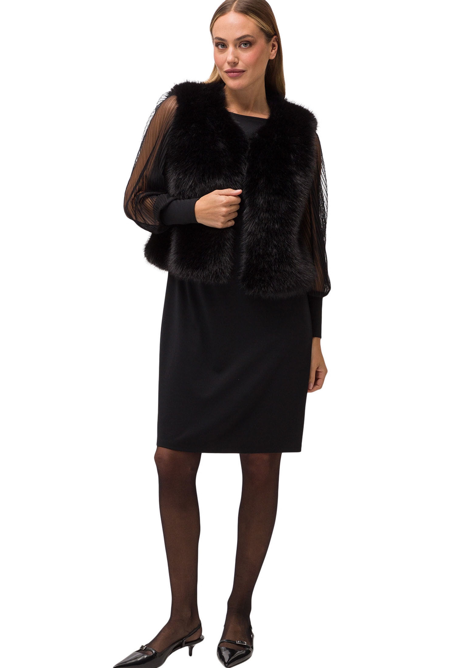 Zero Jerseykleid »zero Jerseykleid mit transparenten Ärmeln«, Plain/ohne Details