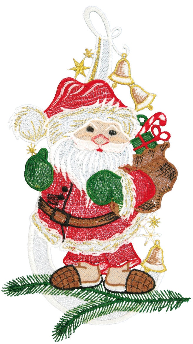 W. Reuter & Sohn - Plauener Spitze Fensterbild "Weihnachtsmann", Made in Ge günstig online kaufen