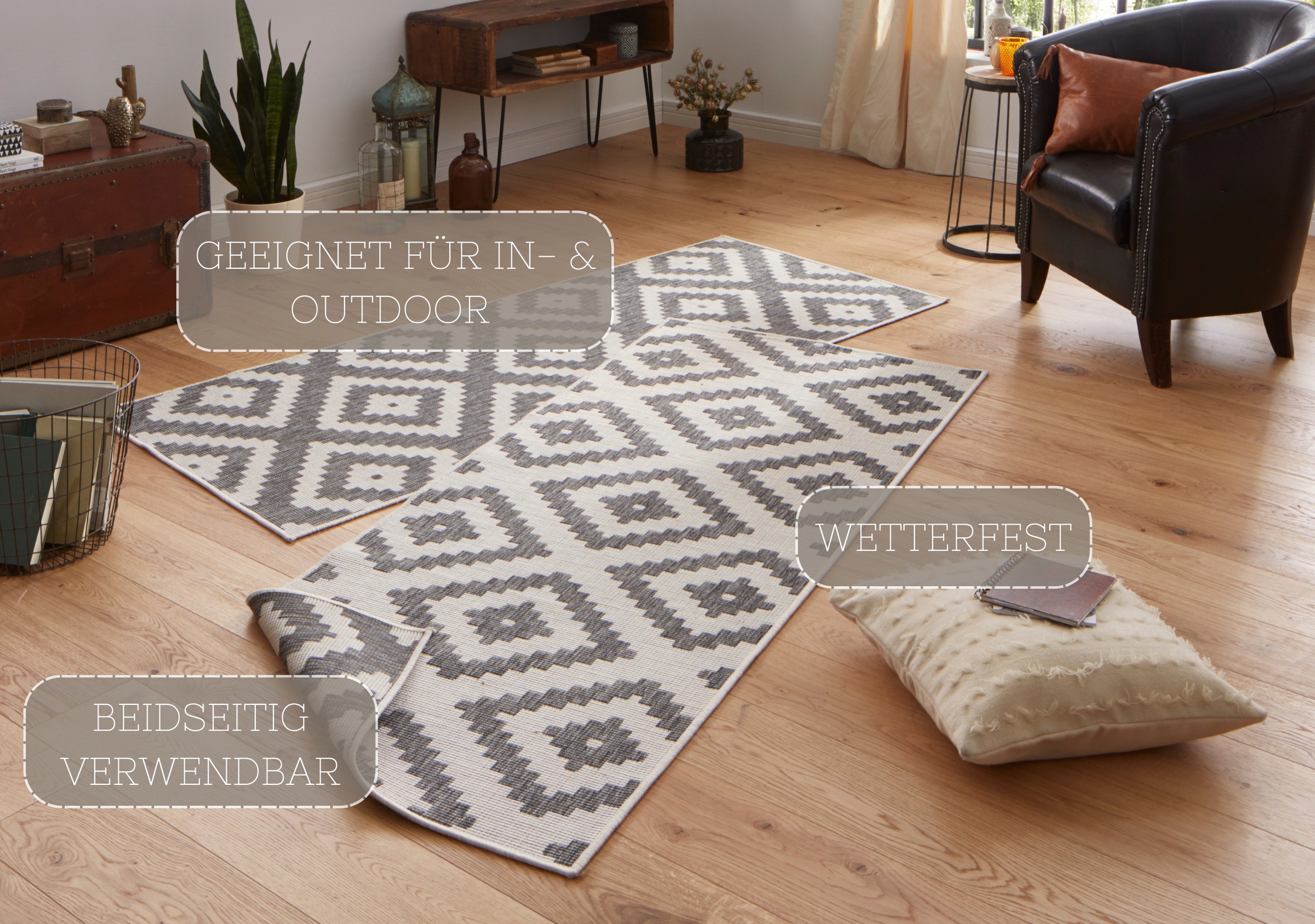 Hanse Home Malta Reversible Rug Gray/Cream 80x350 cm 3