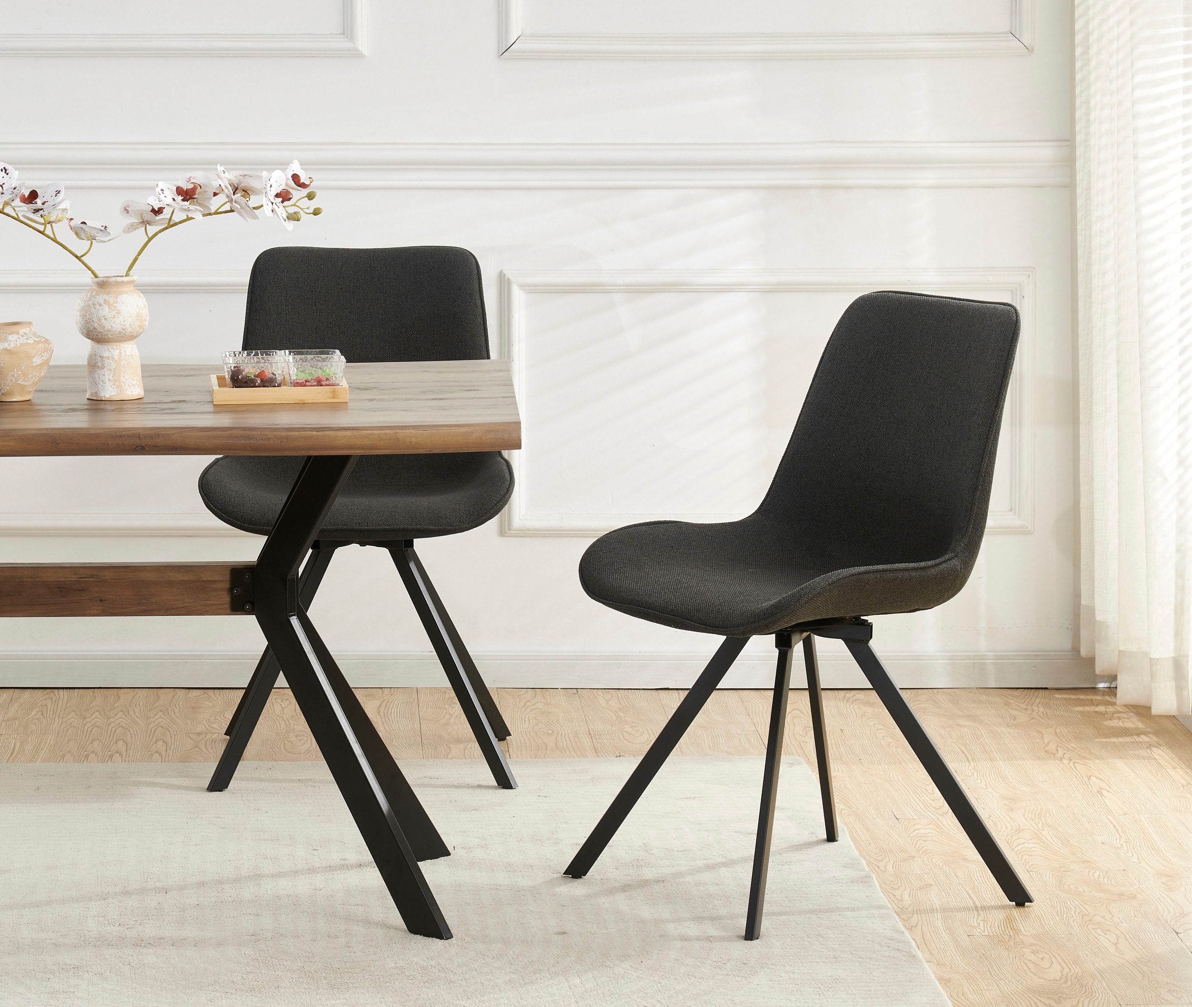 Home affaire Drehstuhl »INUVIK, 2er Set, mit Metallgestell in matt schwarz« (Set) 2 Stk.in verschiedenen Farben, Belsatbarkeit pro Stuhl 120 kg