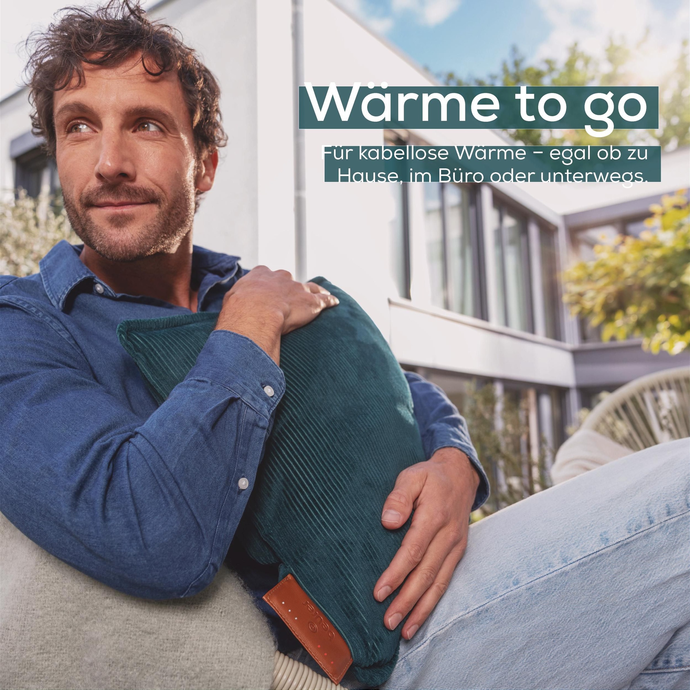 BEURER Heizkissen »HK 77 Heaty, kabellos« Stylisches Design mit modernem Cordstoff, 3 Temperaturstufen, 45x45 cm