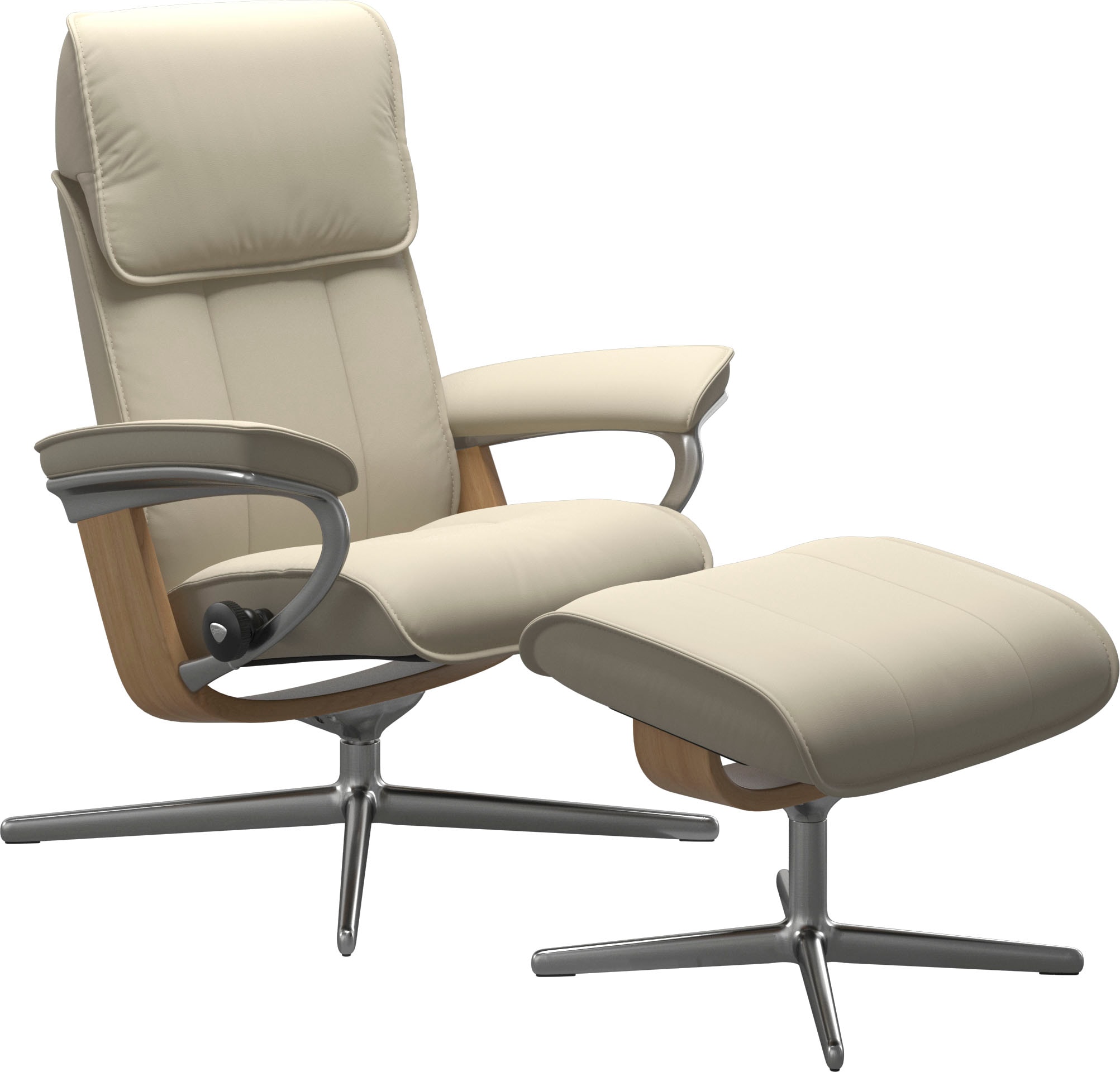 Fußhocker STRESSLESS "Admiral", beige (cream batick), B:55cm H:41cm T:39cm, Leder BATICK: BATICK ist ein leicht korrigiertes, durchgefärbtes und genarbtes Möbelleder, bei dem die meisten Unebenheiten und Spuren in der Regel entfernt wurden., Hocker, Fußho