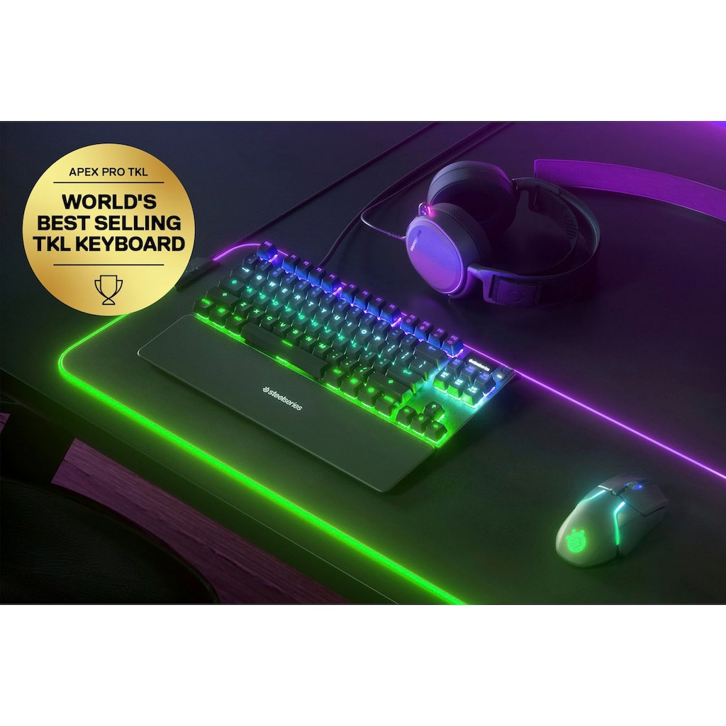 SteelSeries Gaming-Tastatur »Apex Pro TKL Wireless«, (Funktionstasten-Lautstärkeregler-USB-Anschluss-Profil-Speicher-verstellbare Füße-Antirutsch-Füße)