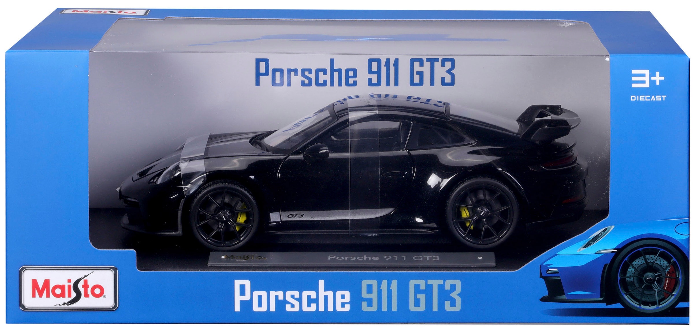 Maisto® Sammlerauto »1:18 Porsche 911 GT3, ´23, schwarz mit Streifen«, 1:18