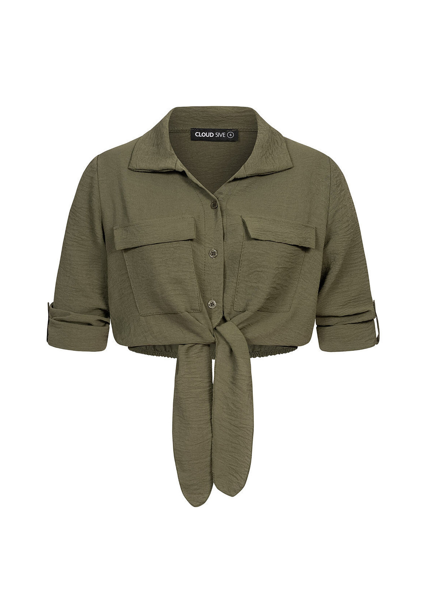 CLOUD 5IVE Klassische Bluse "CLOUD 5IVE Cloud5ive TURN-UP SHIRT KNOTEN BRUSTTASCHEN"