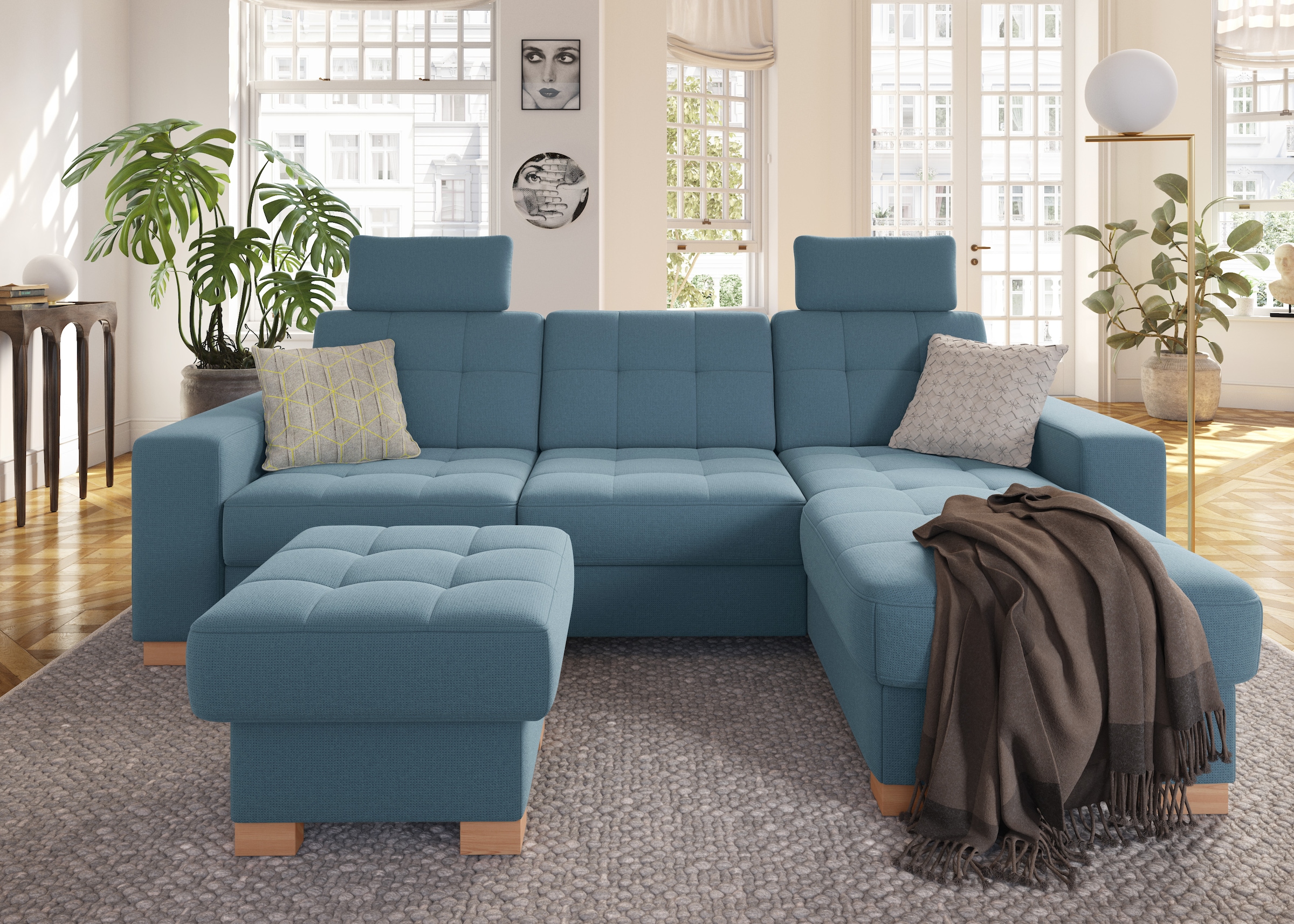 sit&more Ecksofa »Quincy L-Form«, wahlweise mit Bettfunktion und Bettkasten