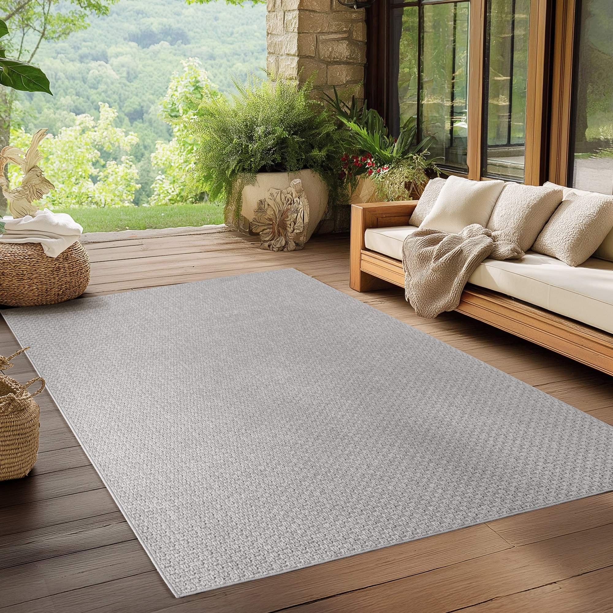 Outdoorteppich AYYILDIZ TEPPICHE "IBIZA 1901", grau, B:120cm H:5mm L:170cm, Polypropylen, Teppiche, Outdoorteppich, Läufer, In und Outdoor, Sisaloptik, Wohnzimmer, Aussenbereich