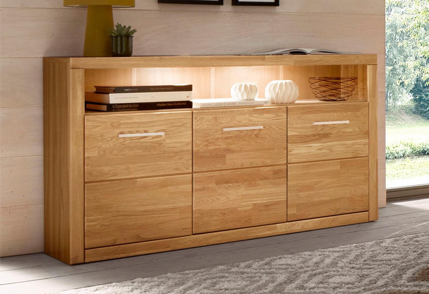 OTTO home Sideboard "Ribe,130cm breit, Fronten Massivholz,7 Fächer" Holz ma günstig online kaufen