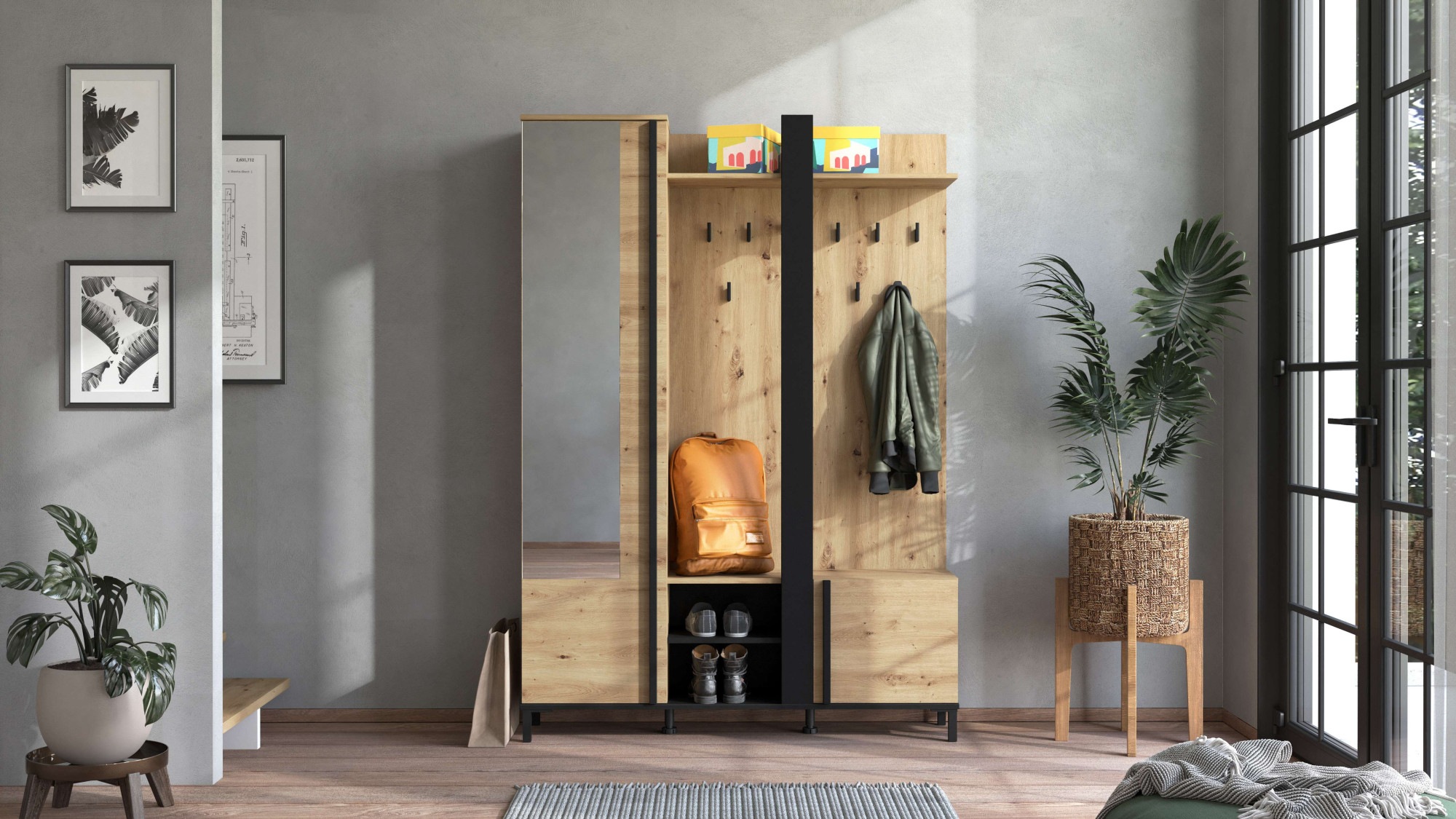 Home affaire Kompaktgarderobe "Nino Flurgarderobe, Dielenschrank, Flurmöbel günstig online kaufen
