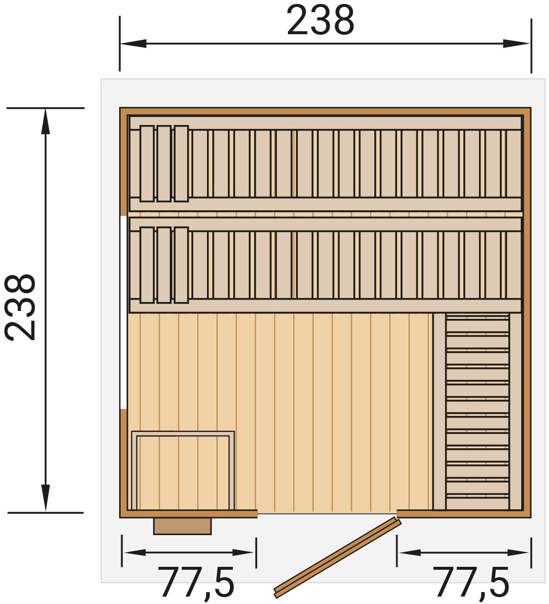 weka Saunahaus »Design-Saunahaus KUOPIO 1«, Blockbohlen, modernes wekaLine-Profil