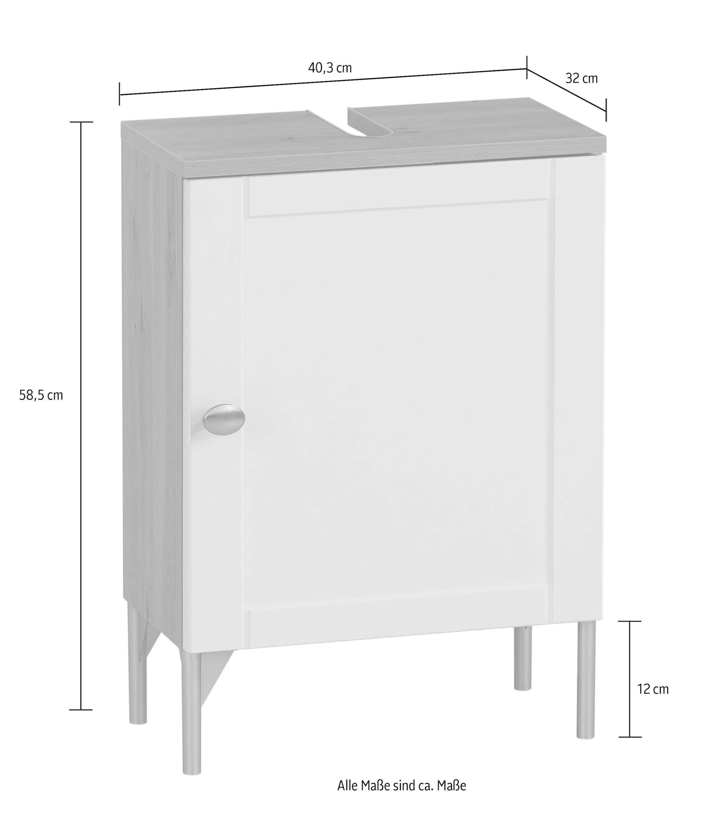 Schildmeyer Waschbeckenunterschrank »Jesper Breite Landhausoptik, in BAUR 40,3 und cm«, | Metall Beschläge Tür Griff aus
