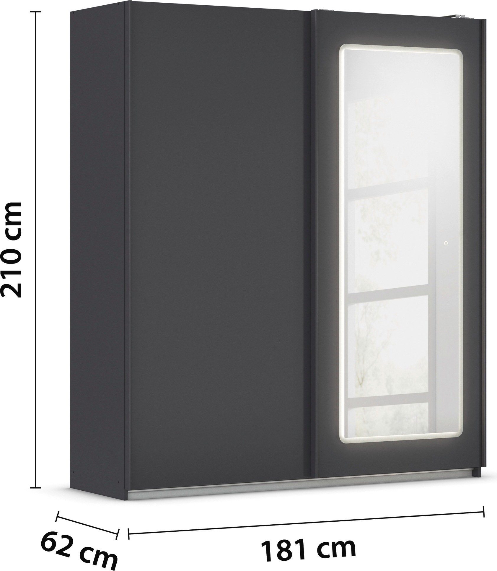 rauch Schwebetürenschrank »Kleiderschrank Schrank Garderobe Wäscheschrank ABRAXXAS«, mit Spiegel und integrierter dimmbarer LED-Beleuchtung MADE IN GERMANY