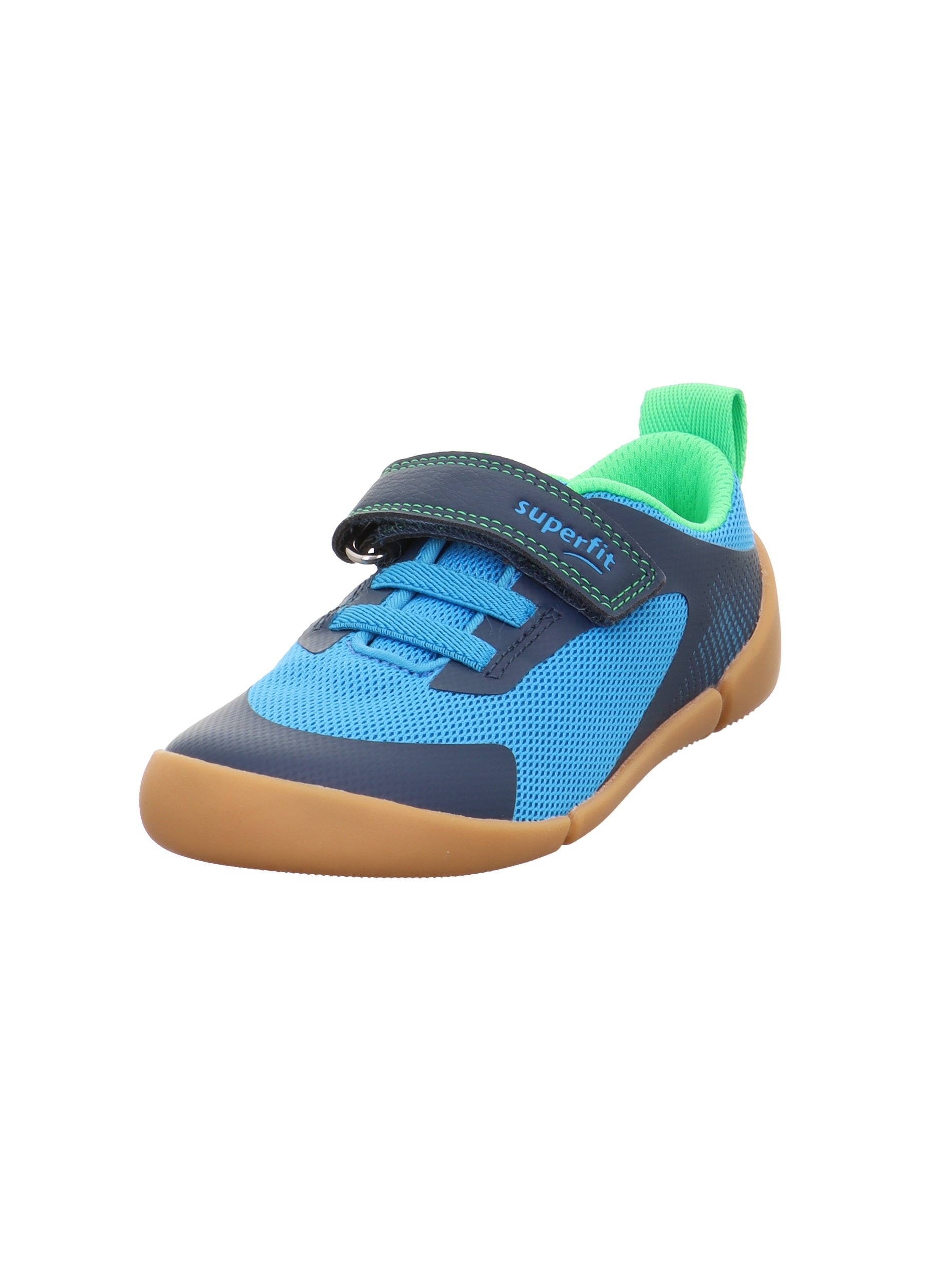 Klettschuh SUPERFIT "VENTO WMS: weit", Kinder, Gr. 31, blau, hellgrün, Lederimitat, Textil, Schuhe Klettschuh, Klettschuh, WMS: weit V, Größenschablone zum Download