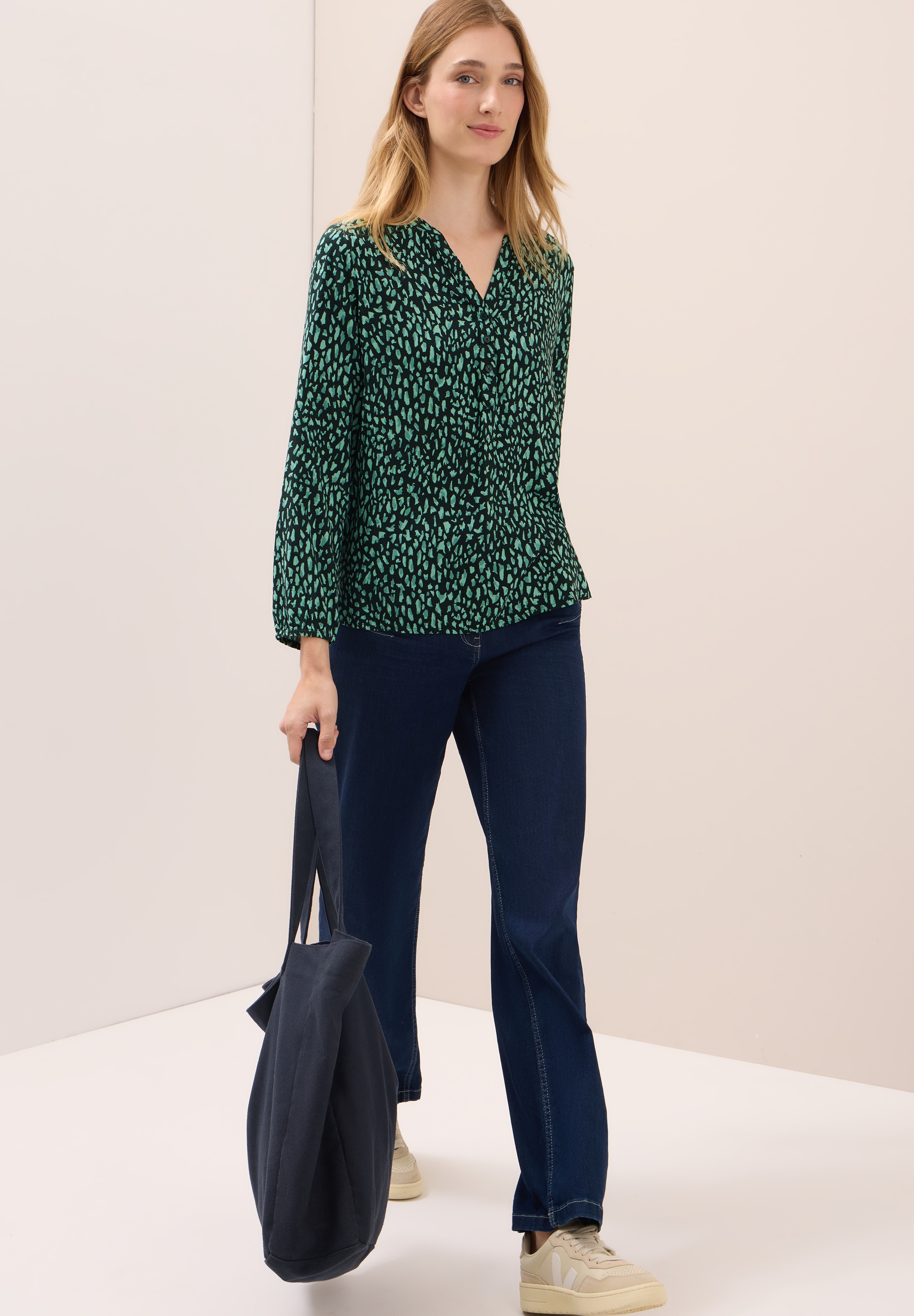 CECIL Damen Shirtbluse, Grün, XL 4