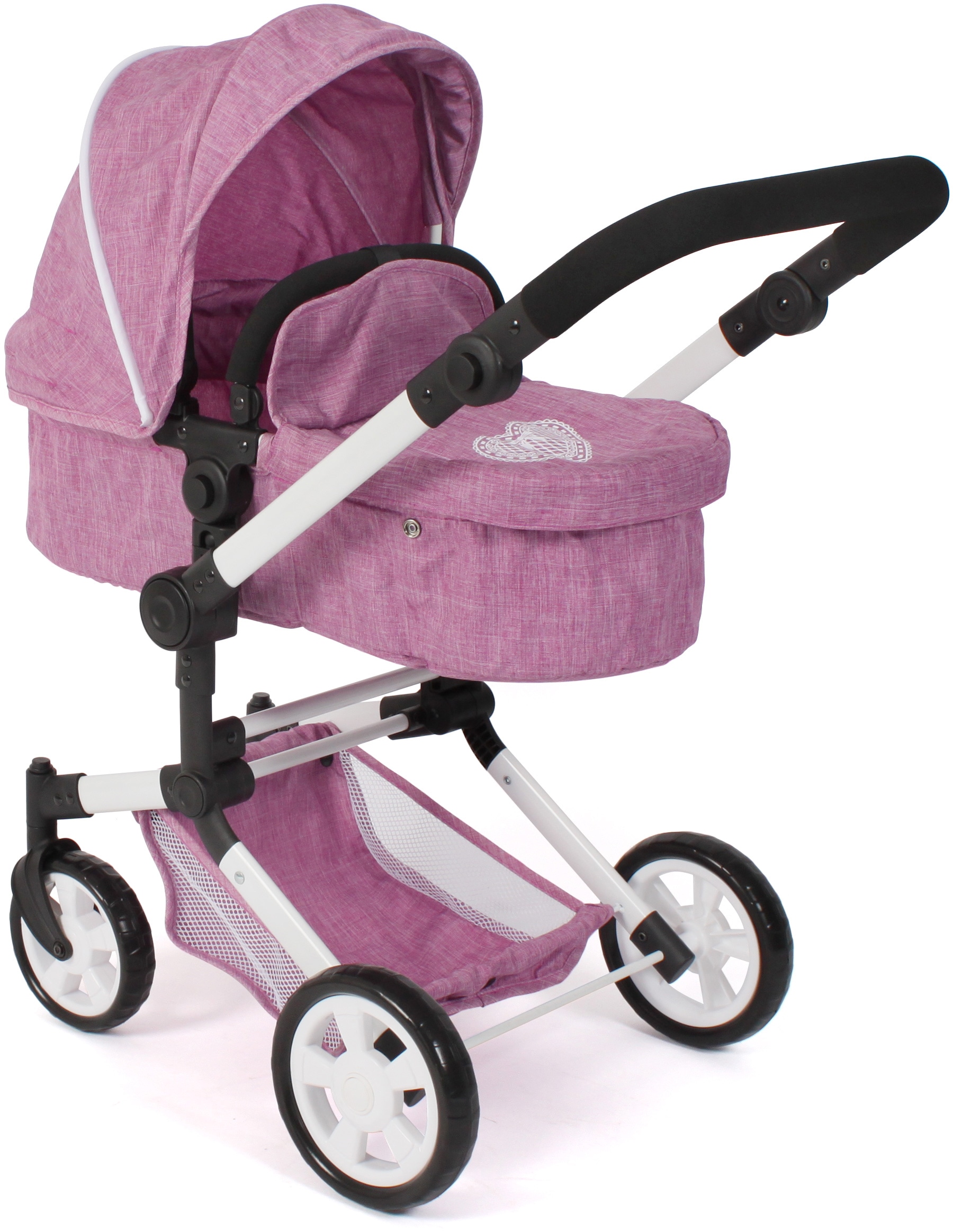 CHIC2000 Kombi-Puppenwagen »Linus, Jeans Pink«, (Set), mit Babywanne und Autositz