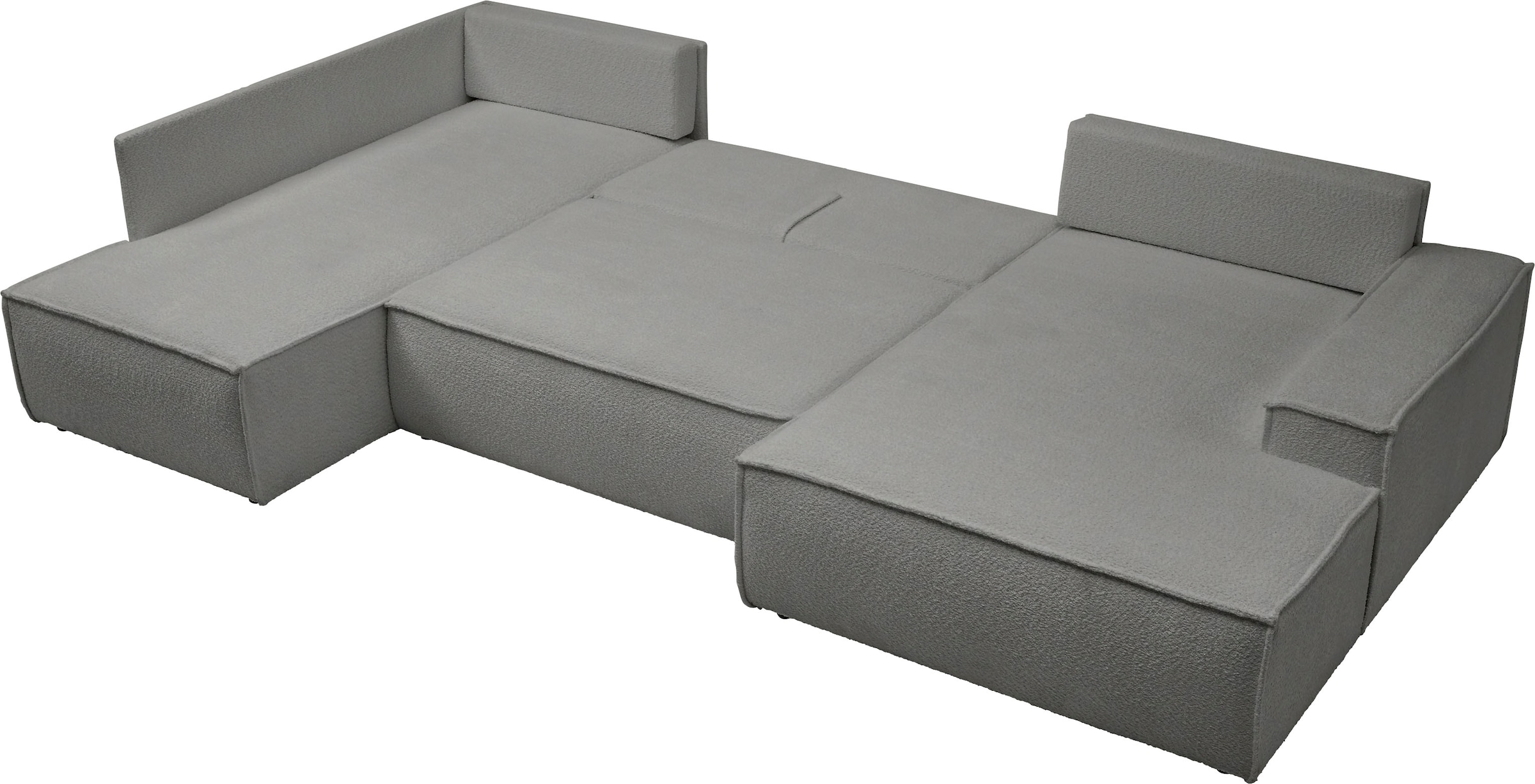 andas Wohnlandschaft »FINNLEY U-Form XXL 329 cm, Schlafsofa, Schlaffunktion m. Bettkasten«, (194/139 cm), Bouclé, Struktur und Cord