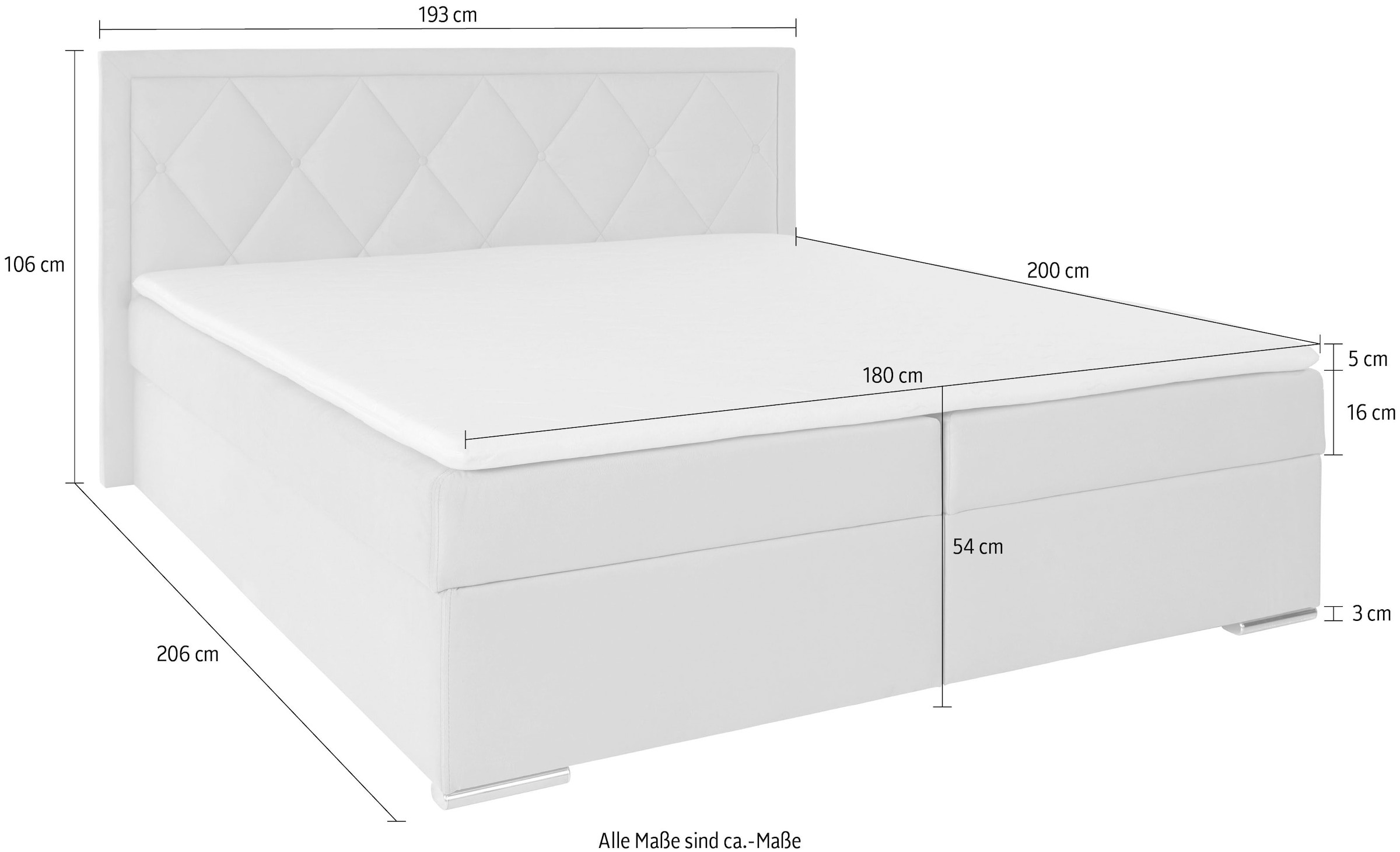 Leonique Boxbett »Alfie, Bestseller, wahlweise mit Bettkasten«, mit Knopfheftung im Kopfteil, H2, H3 und H4 wählbar