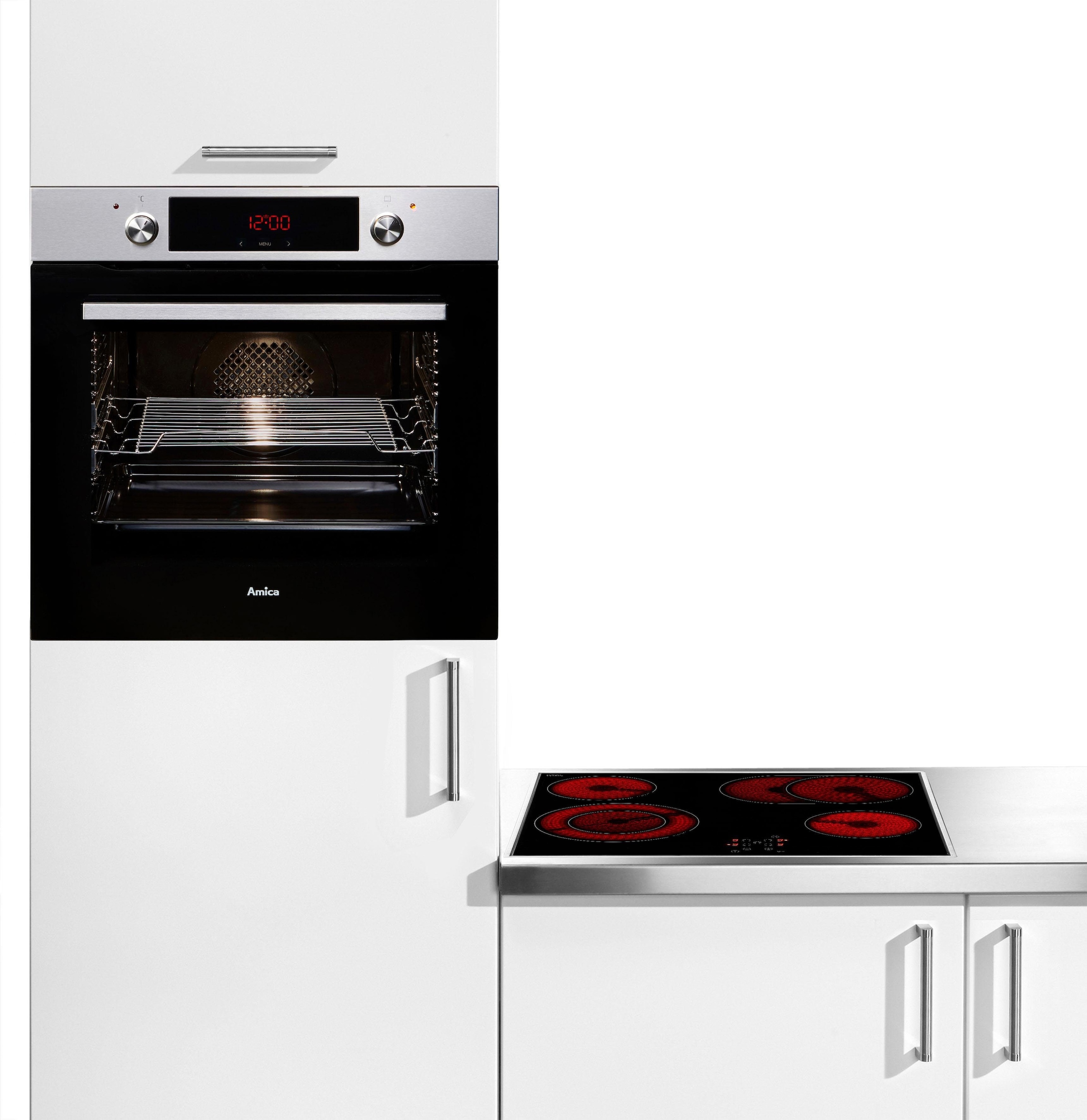 Amica Backofen-Set »BOXC 954 000«, BOXC 954 000 E, mit 2-fach-Teleskopauszug, Simple Steam Reinigungsfunktion, großer Timer, Heißluft und XXL Volumen mit 77 Liter