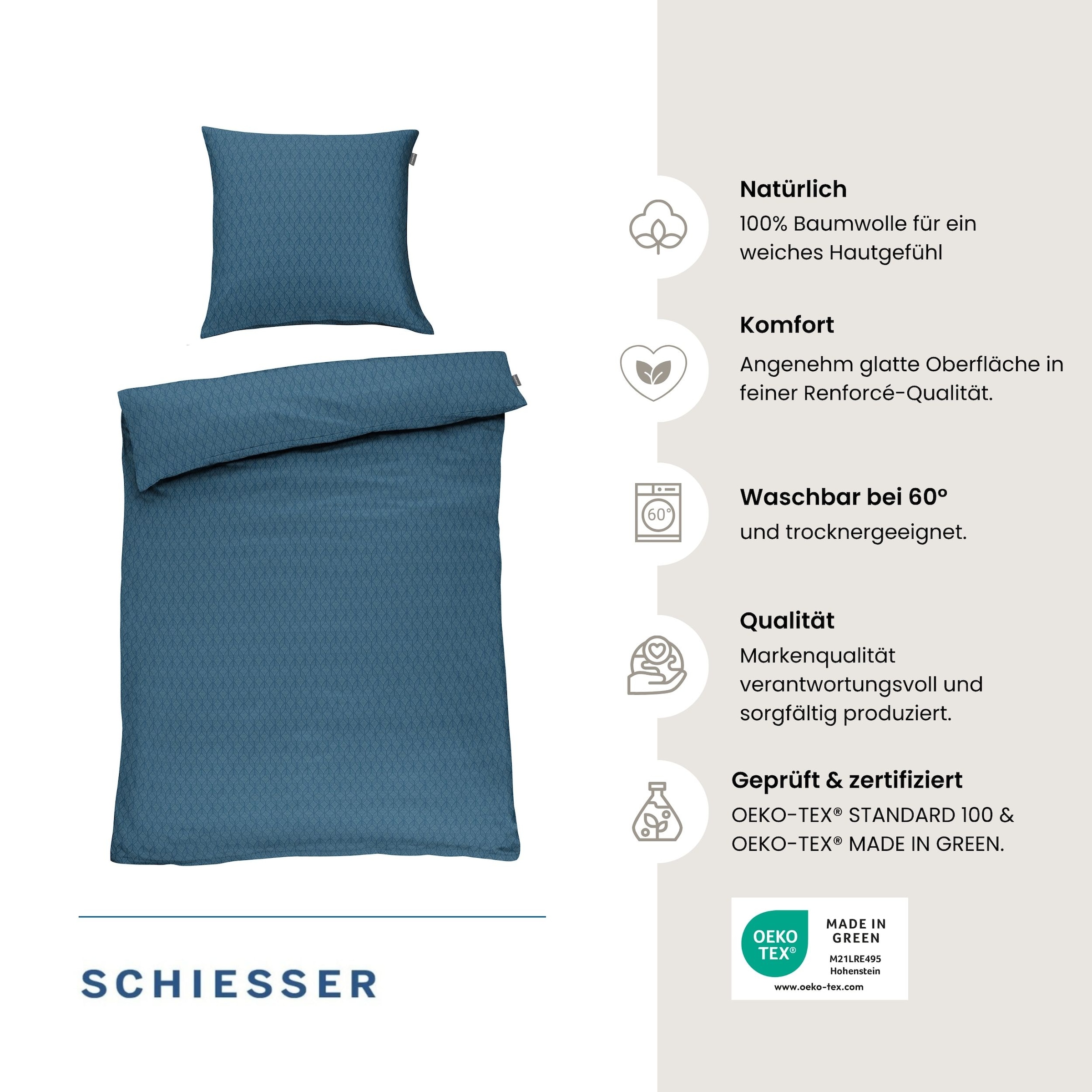 Schiesser Bettwäsche »Dotted Diamond aus weicher Baumwolle mit Grafikprint« 2 OEKO-TEX® MADE IN GREEN