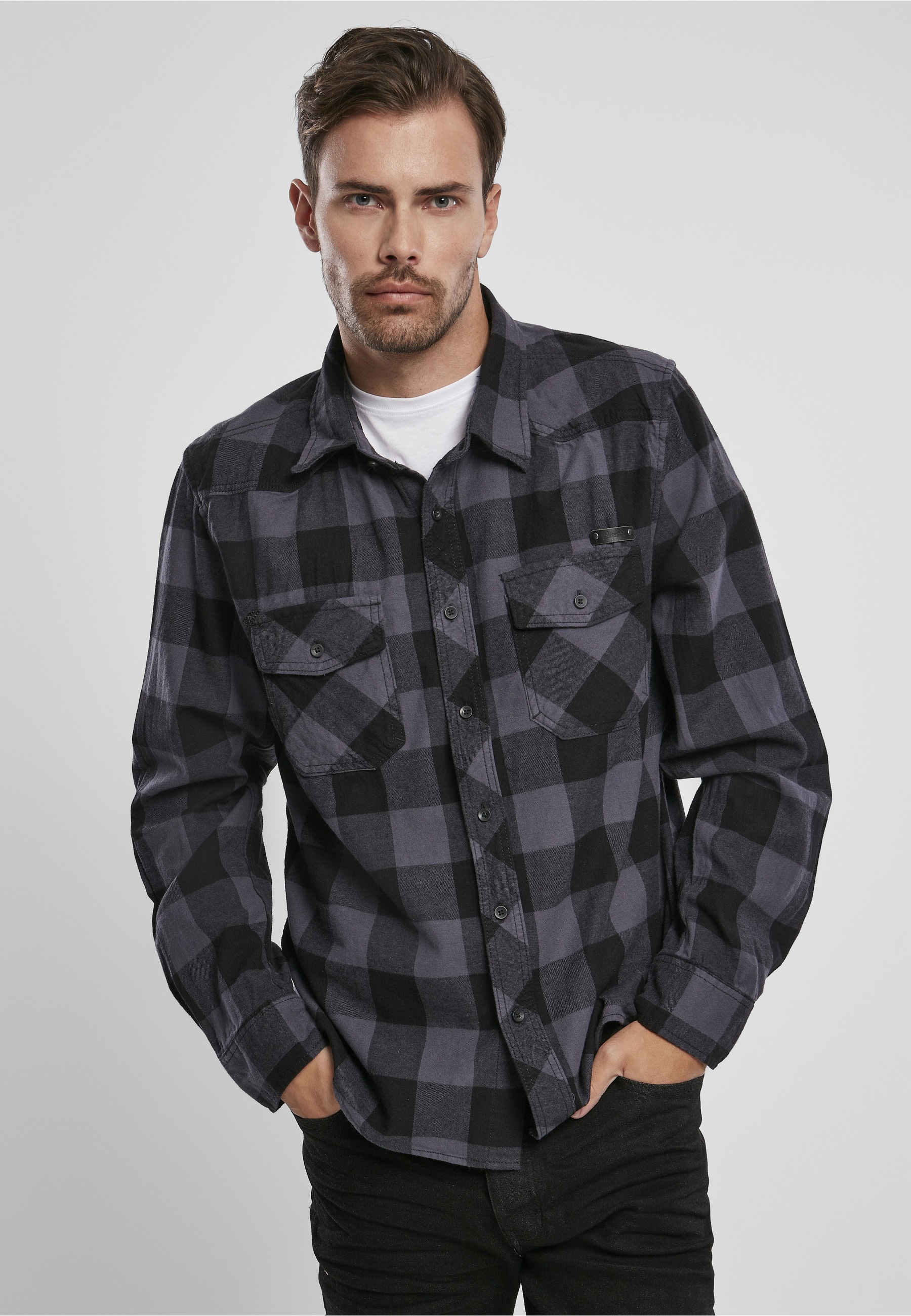 Brandit Check Long Sleeve Shirt Black/Grey 5XL 2