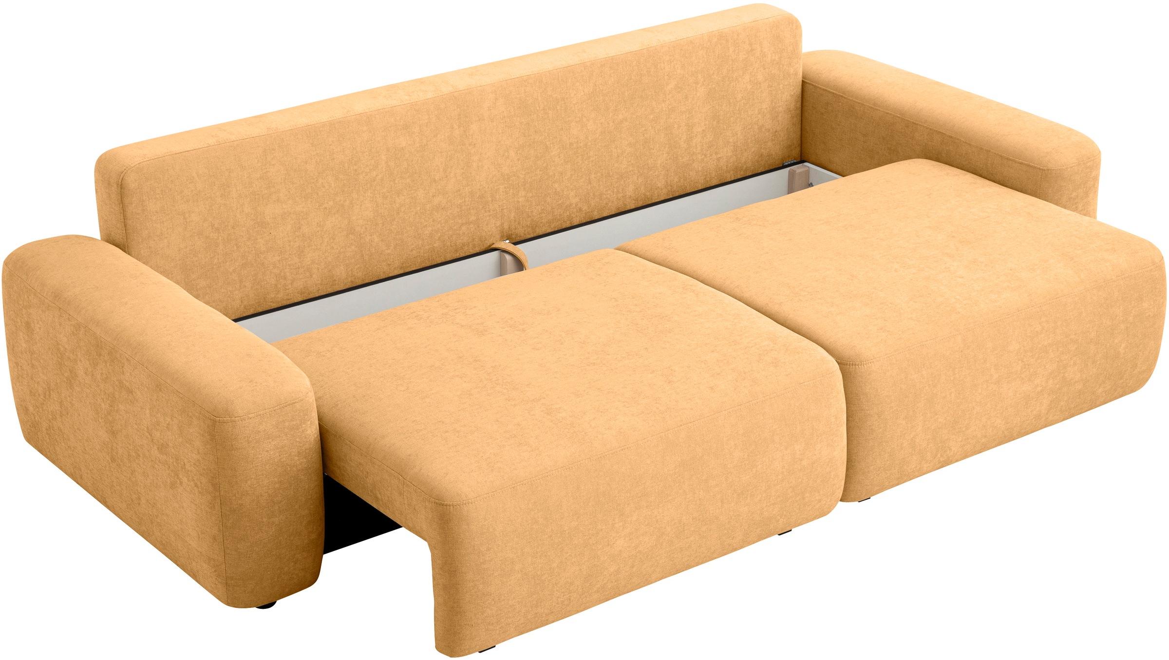INOSIGN 3-Sitzer »TORGE (257cm), Sofa,Schlafsofa in Cord, Samtvelours, Struktur fein«, rundes Design, Schlaffunktion u. Bettkasten, Liegefläche: 135/200 cm