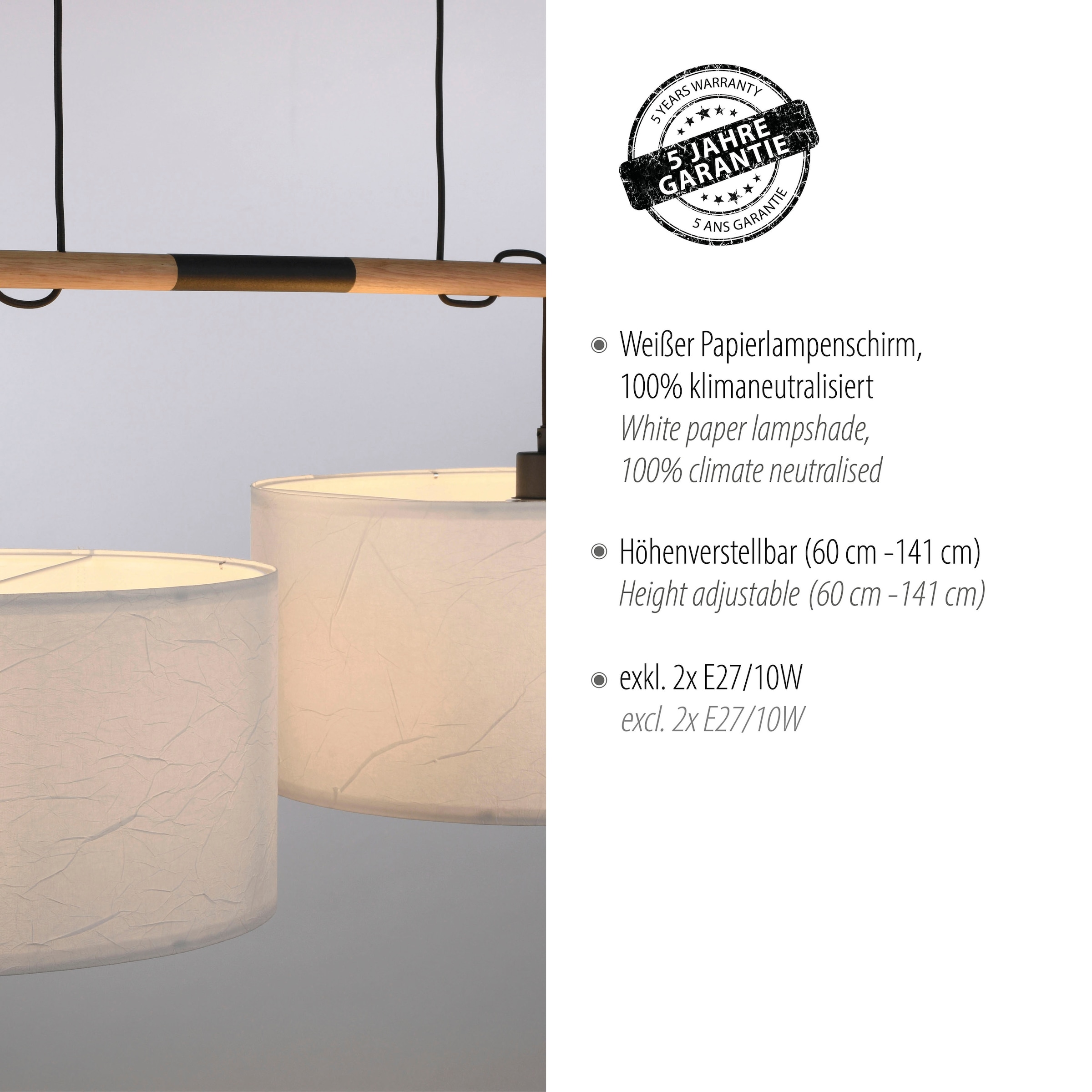 JUST LIGHT Pendelleuchte »GREEN SOFI«, 2 flammig, Leuchtmittel E27 | ohne Leuchtmittel