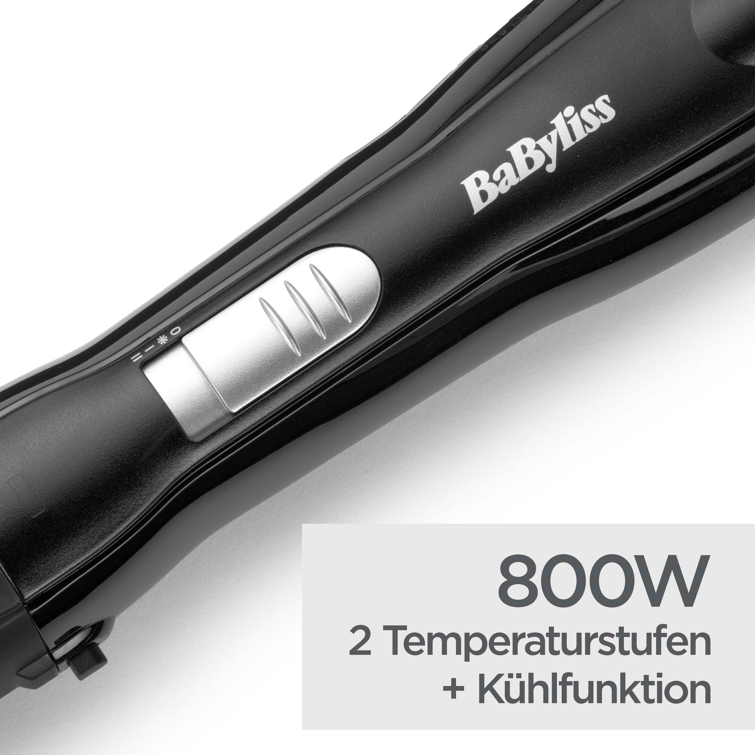 BaByliss Warmluftbürste »Shape & Smooth Warmluftbürste für kurze Haare, AS82E« 2 Aufsätze 800 W, Rundbürstenföhn mit 2 Aufsätzen für Volumen und Fülle