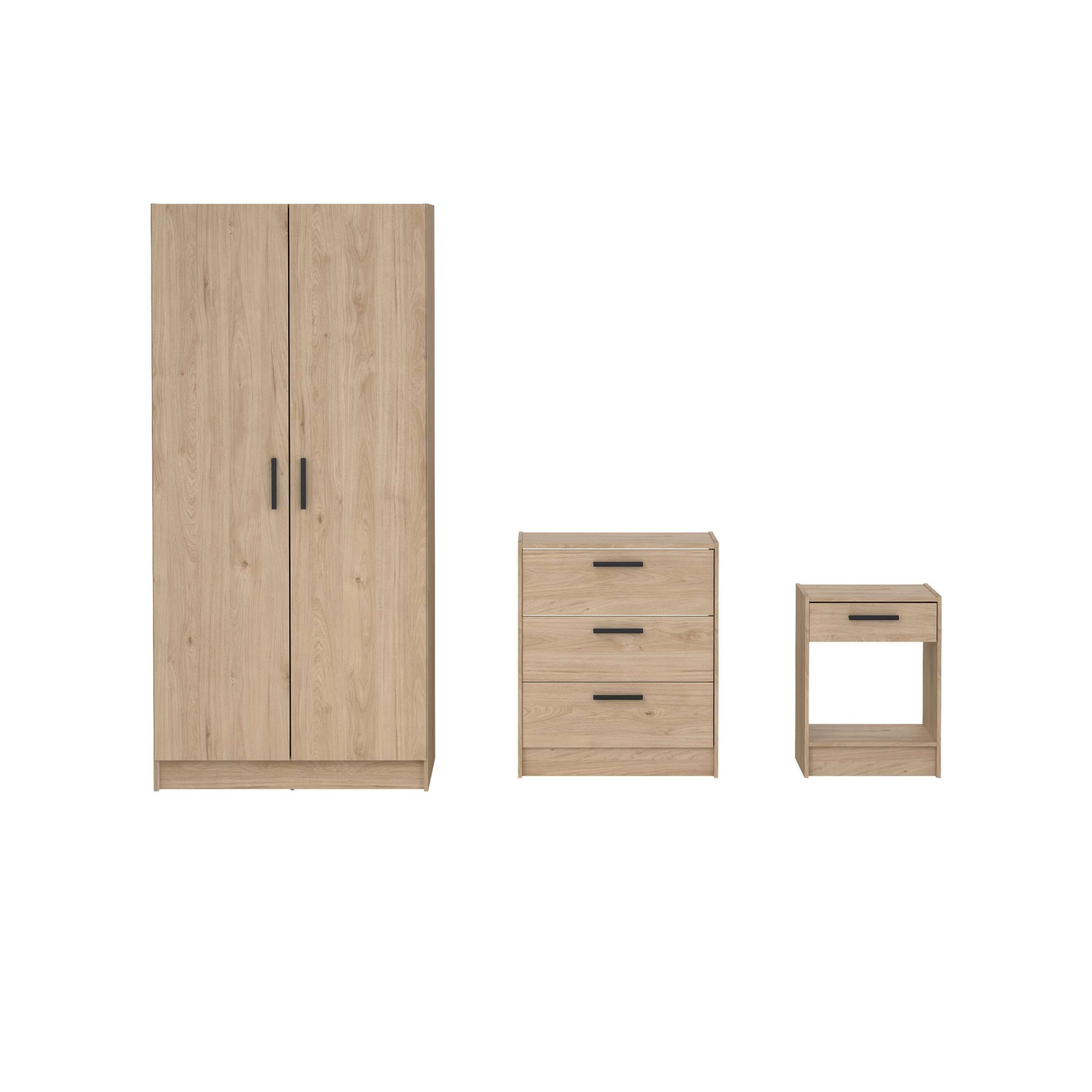 INOSIGN Schlafzimmer-Set »Escape, für Schlafzimmer, Jugendzimmer, aufbewahrung, Nordischer Stil«, (Set, 3 tlg.), (Set, 3-tlg), bestehend aus Kleiderschrank, Kommode & Nachttisch