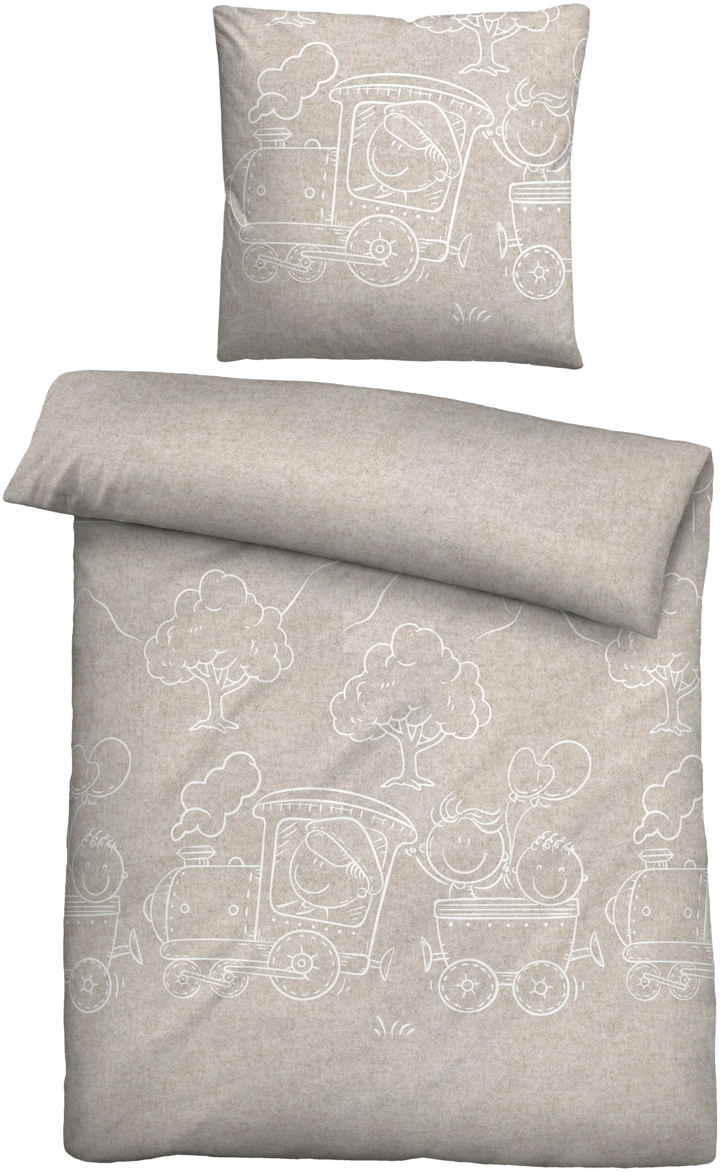 Biberna Kinderbettwäsche "0840521" 2 Stk. kuschelig warm, samtweich, Melang günstig online kaufen