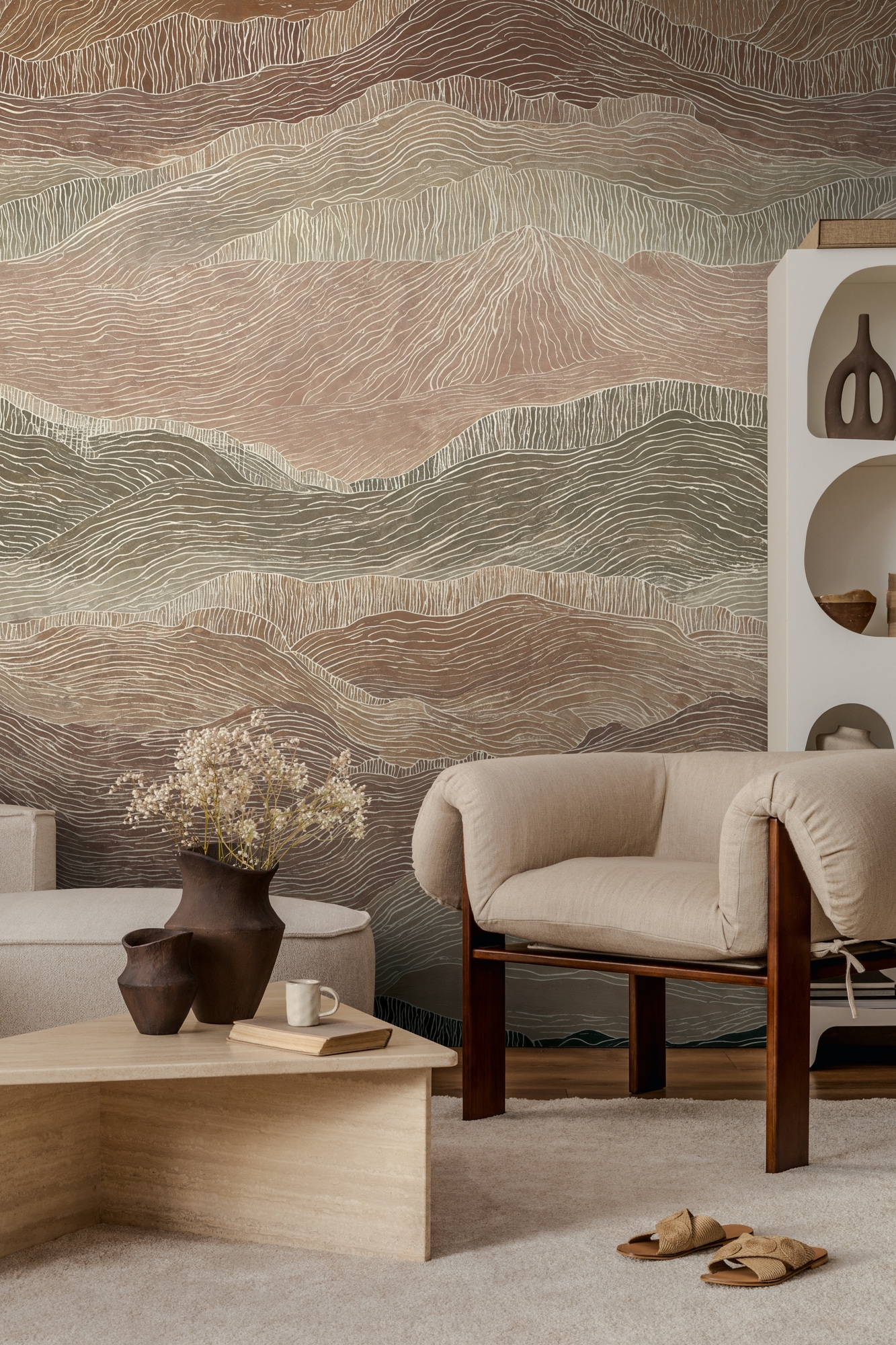 living walls Fototapete »The Wall 4 Structures – Atmosphärische Berglandschaft Vlies-Fototapete« Motiv | matt | naturalistisch leicht strukturiert Atmosphärische Berglandschaft mit atmosphärischer Tiefe