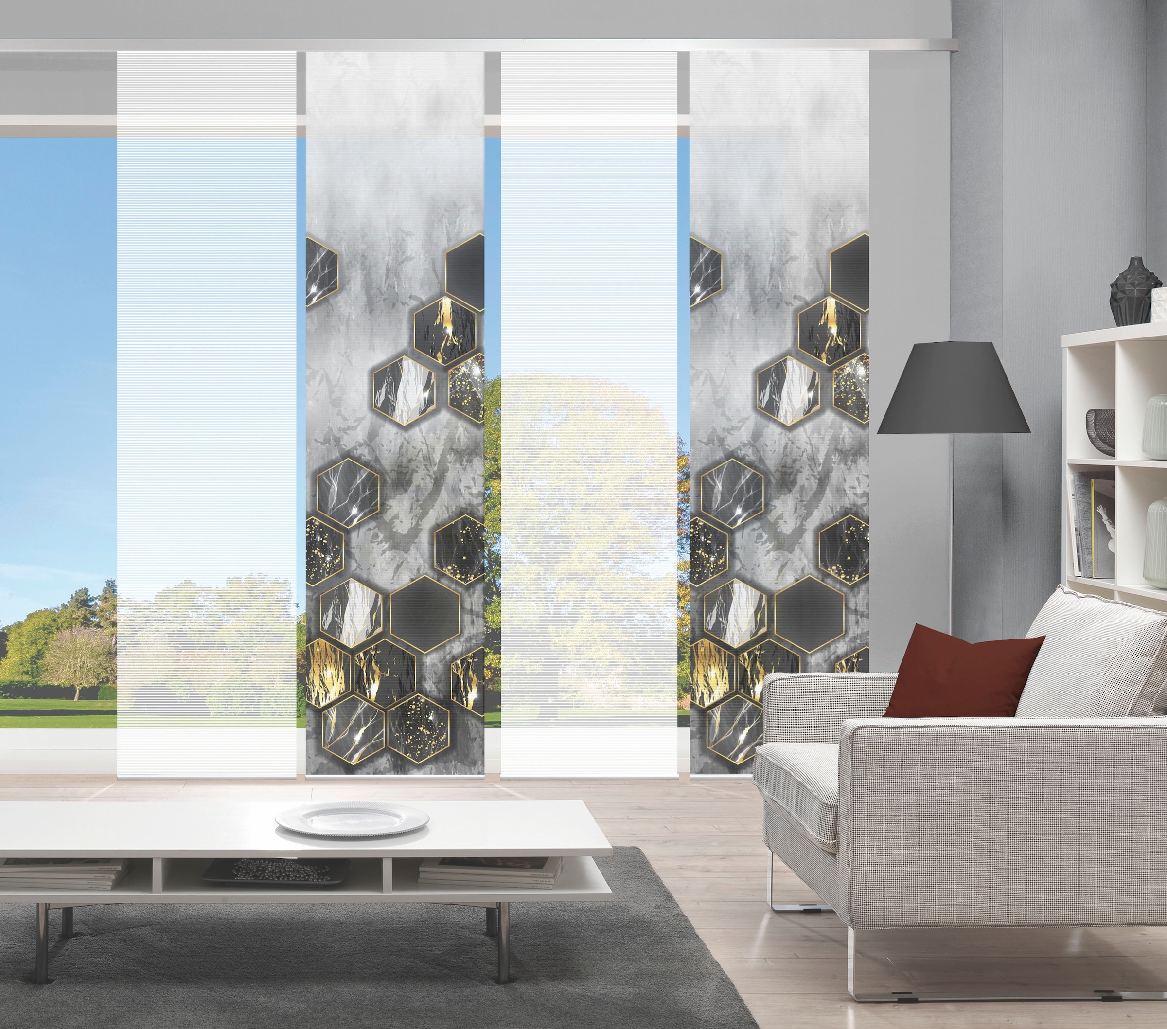 Vision S Schiebegardine "LAYON 4er SET" Paneelwagen 4 Stk. tlg. Schiebevorh günstig online kaufen