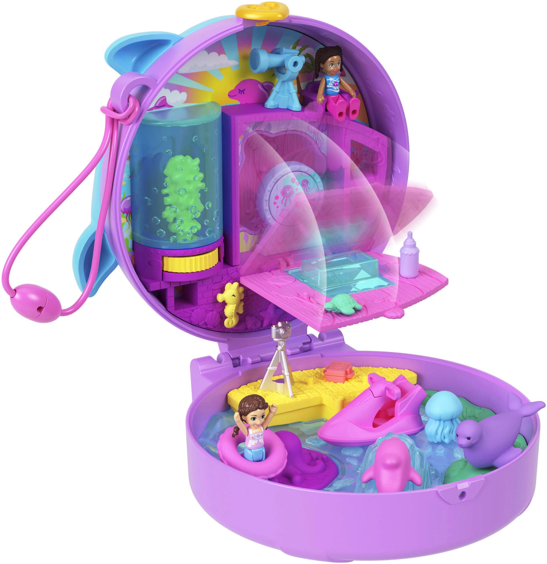 Polly Pocket Spielwelt »Delfin Retten Schatulle«, mit 2 kleinen Puppen