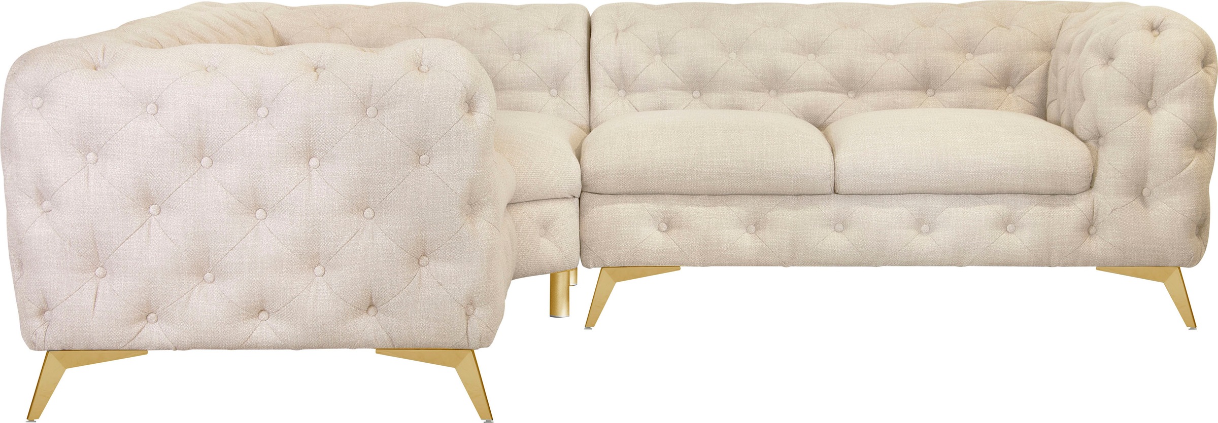 Leonique Chesterfield-Sofa "Ecksofa GLYNIS L-Form mit Wellenunterfederung, günstig online kaufen