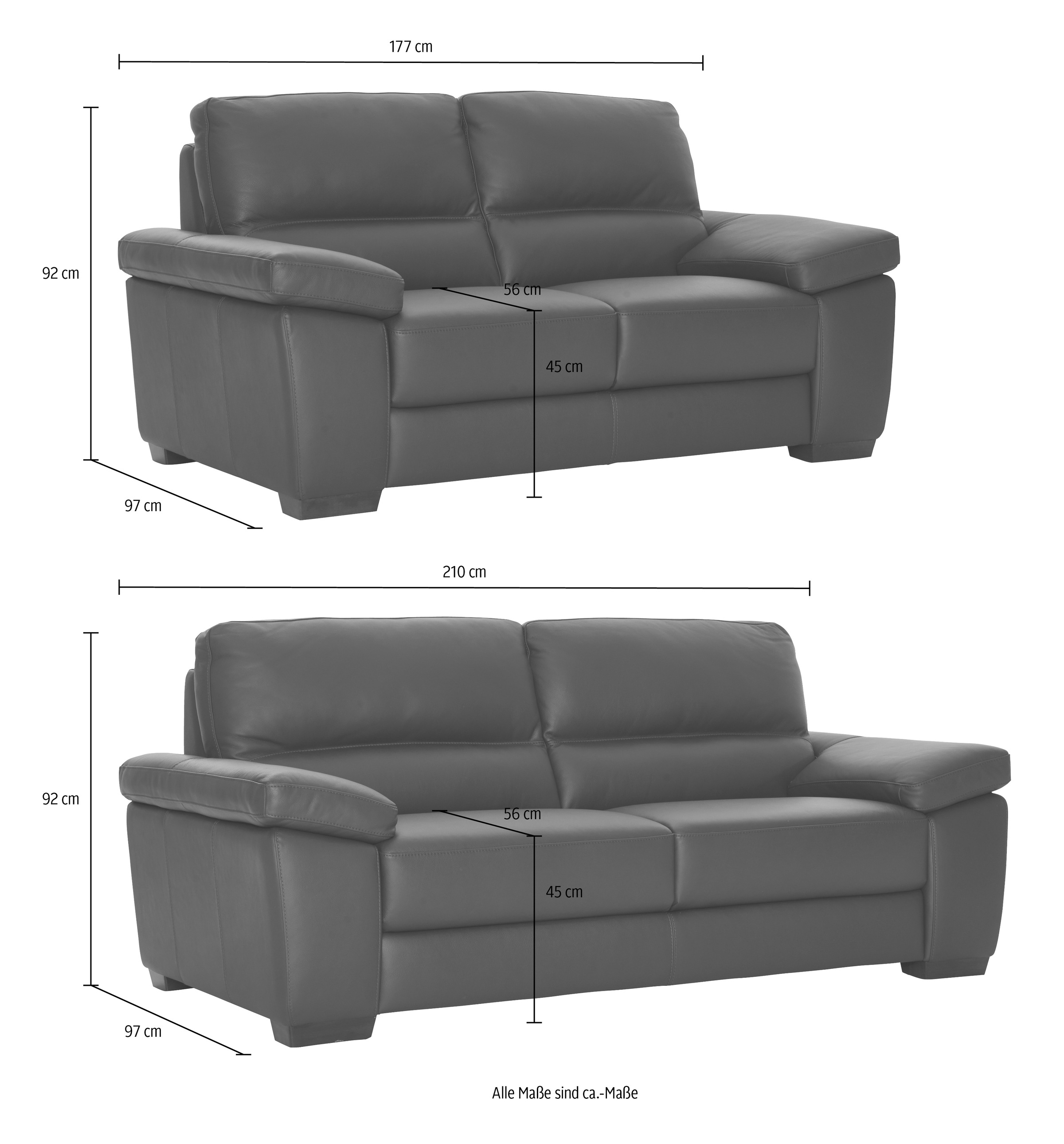 CALIA ITALIA Polstergarnitur »Gaia«, (Set, 2 tlg.), Garnitur bestehend aus 2-Sitzer und 3-Sitzer, mit Luxus-Microfaser