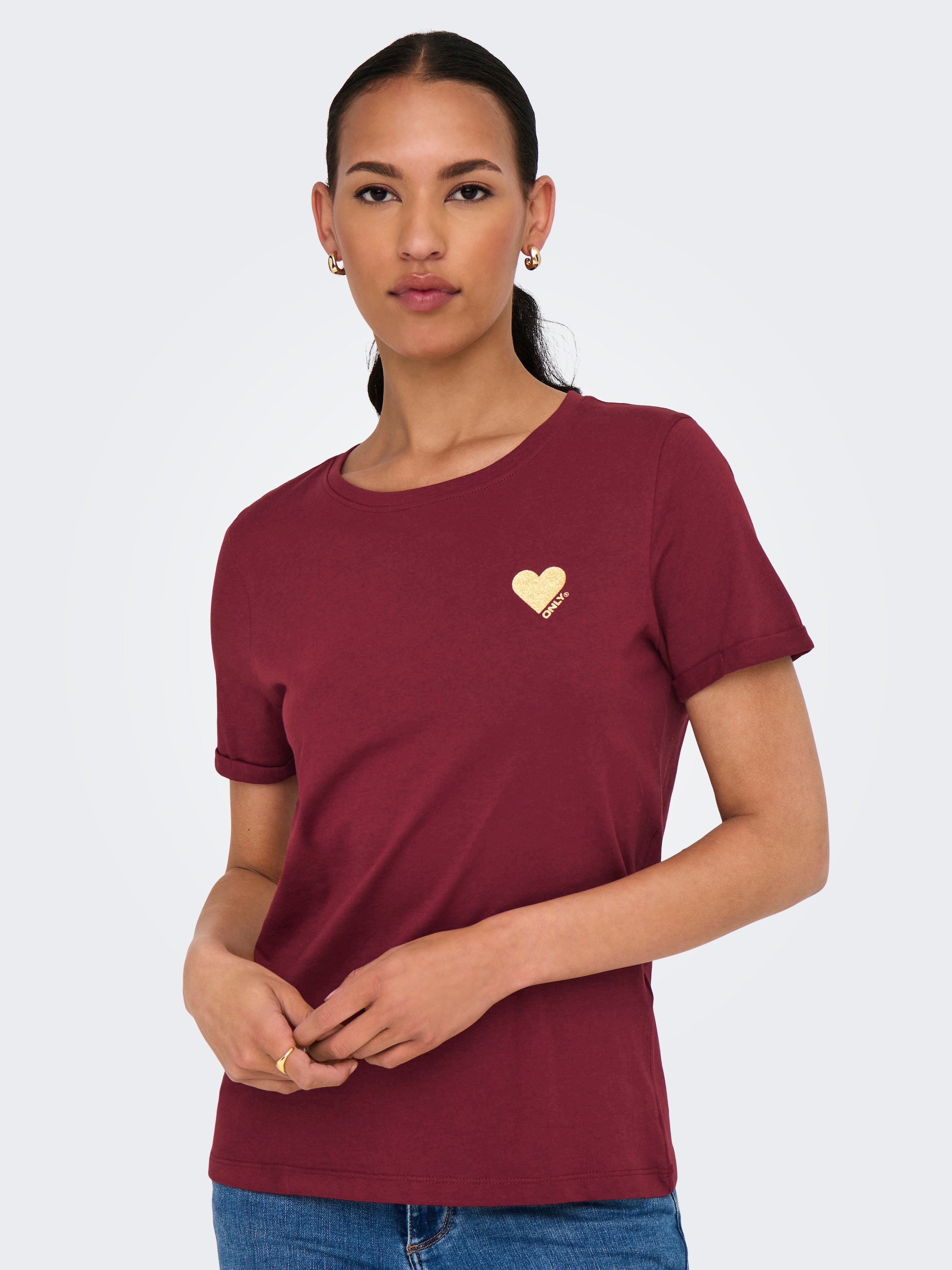 ONLY Kurzarmshirt "ONLKITA – T-Shirt mit Logo-Print und Rundhalsausschnitt" günstig online kaufen