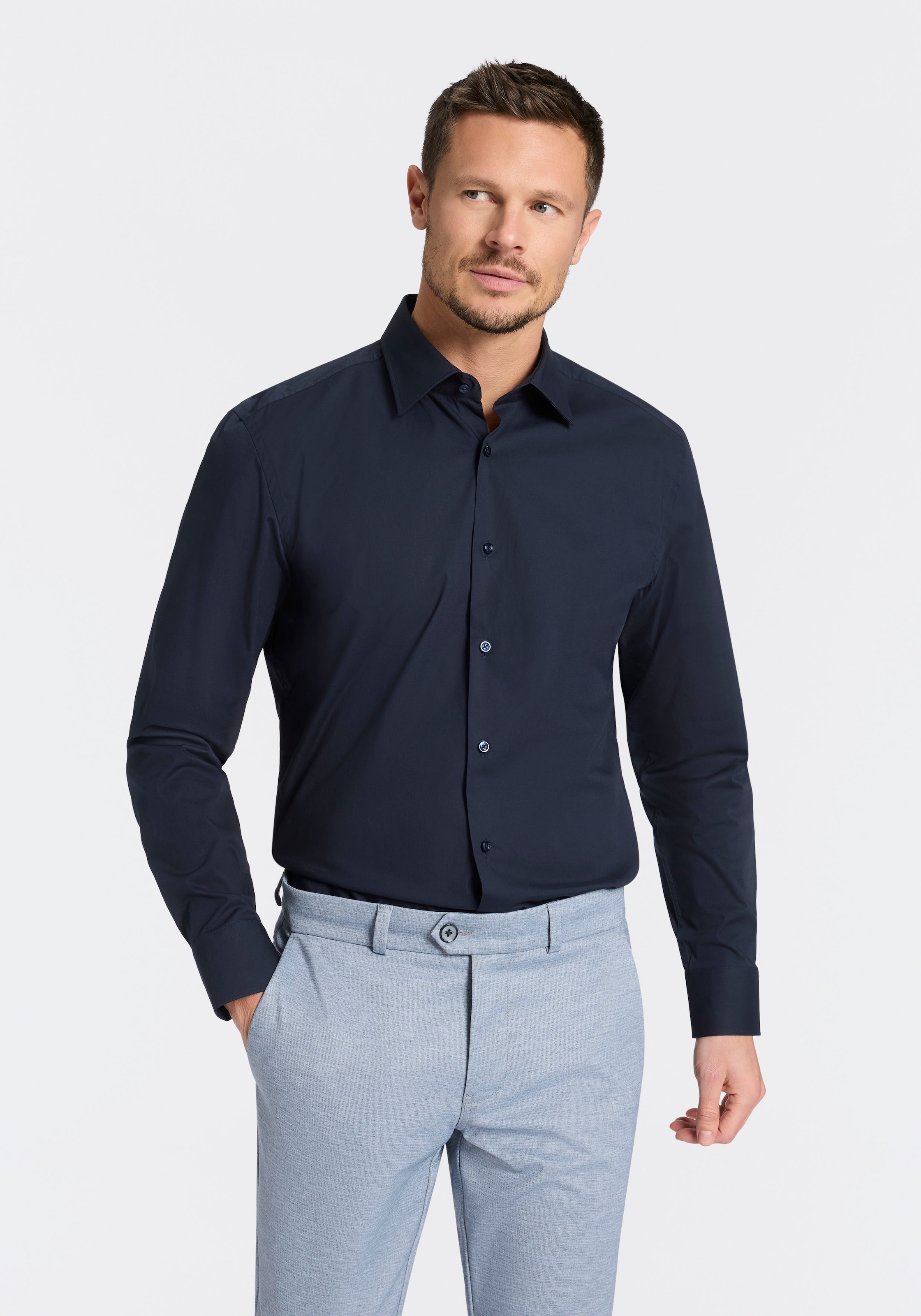 BOSS "Hank" Kentkragen, Slim-Fit, bügelleichte Qualität