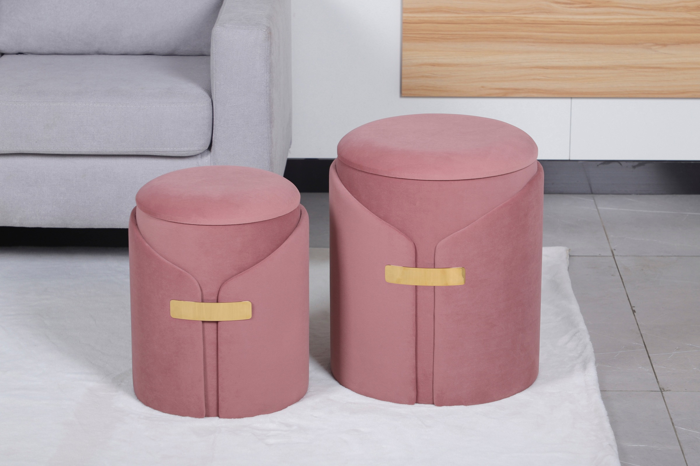 Kayoom Polstergarnitur "Hocker Forcet 125 2er-Set, Edler Kunstsamtbezug" Se günstig online kaufen