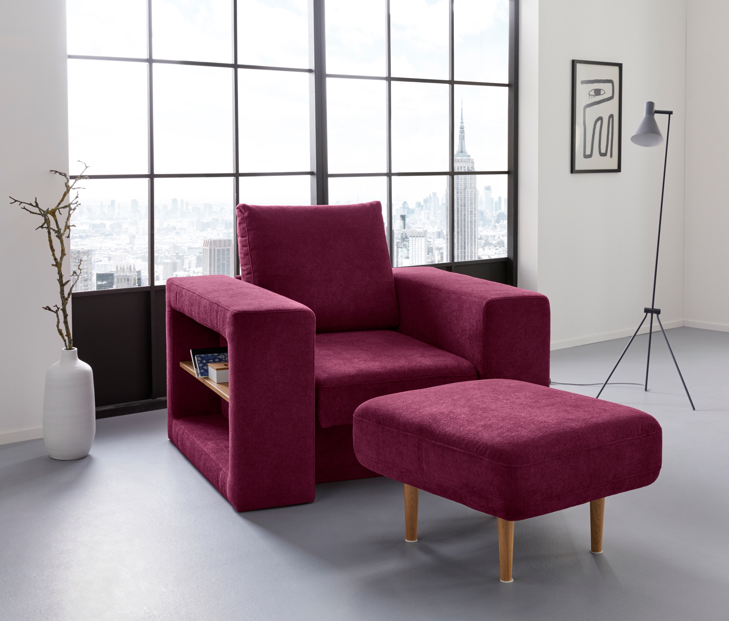 LOOKS by Wolfgang Joop Sessel »Looksvb«, Verwandlungssessel: aus Sessel wird Sessel mit 1 Hocker, Regalfunktion