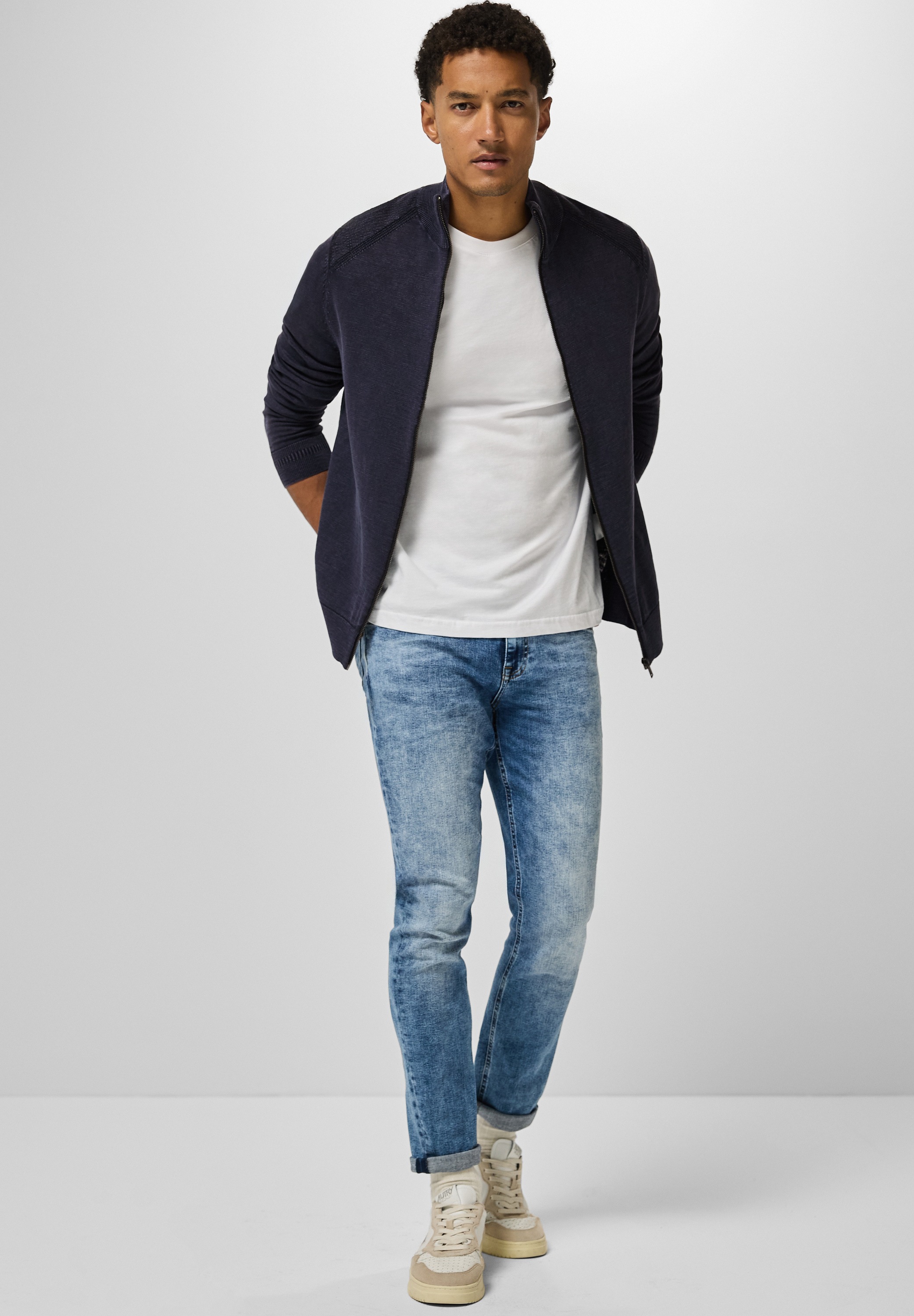 STREET ONE MEN Strickjacke, aus reiner Baumwolle