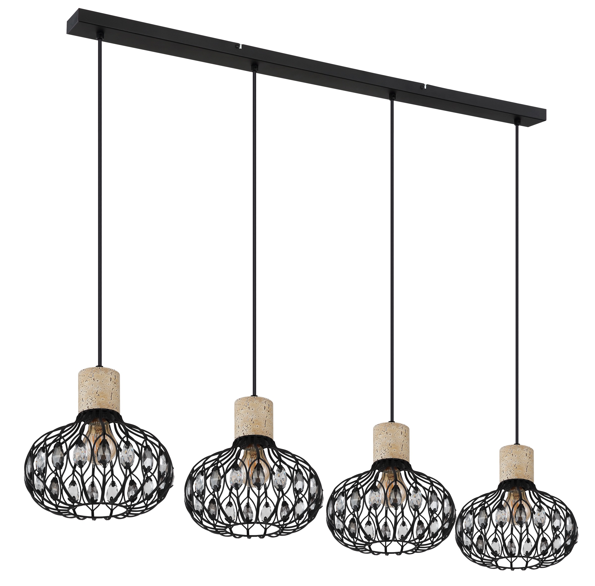 GLOBO LIGHTING Hängeleuchte »DORTHY« E27 1 Stk. Kürzbare Hängeleuchte schwarz matt mit Travertine Stein, modern