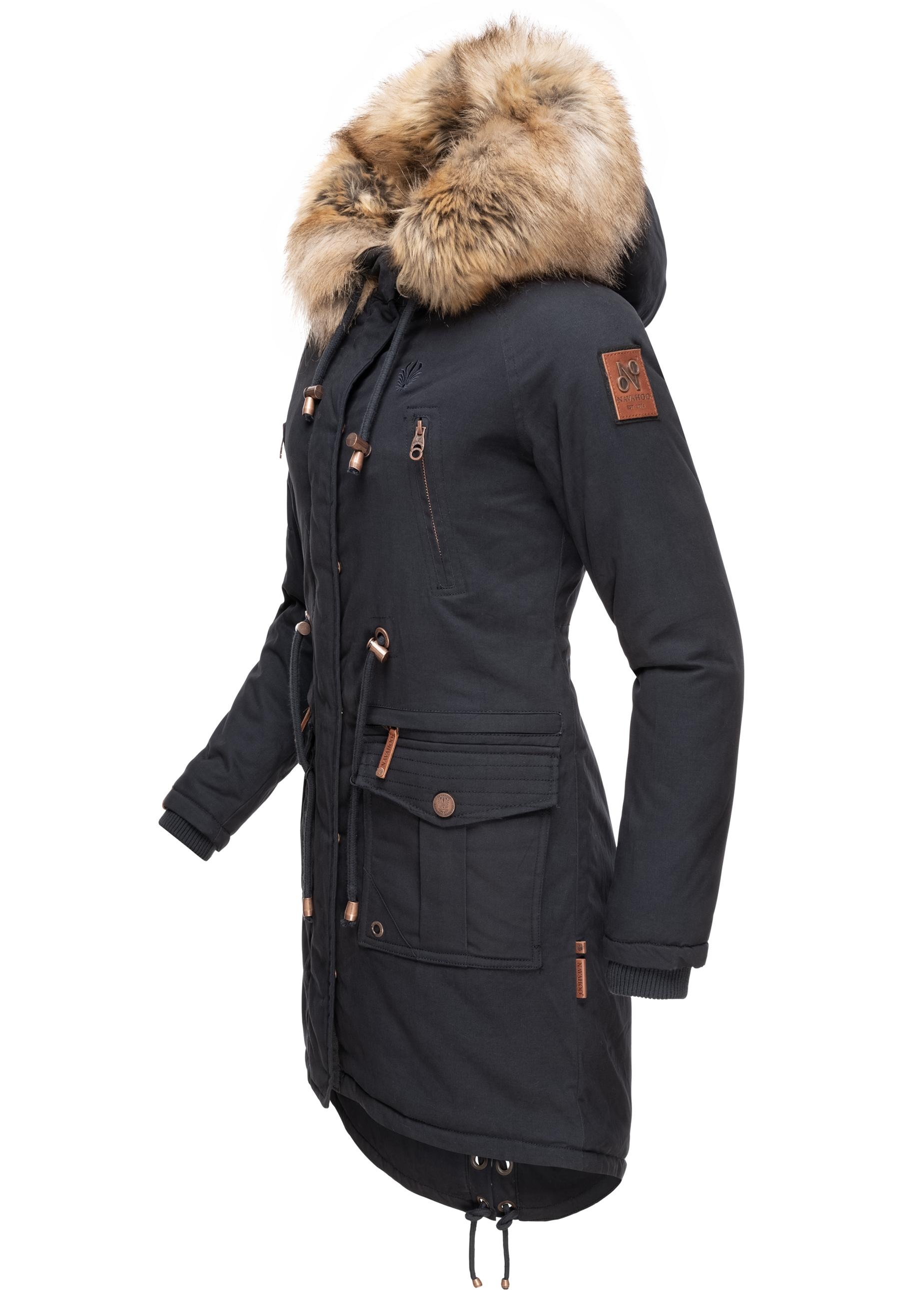 Navahoo Wintermantel »Rosinchen«, stylischer Damen Winter Baumwollparka mit Kunstfell