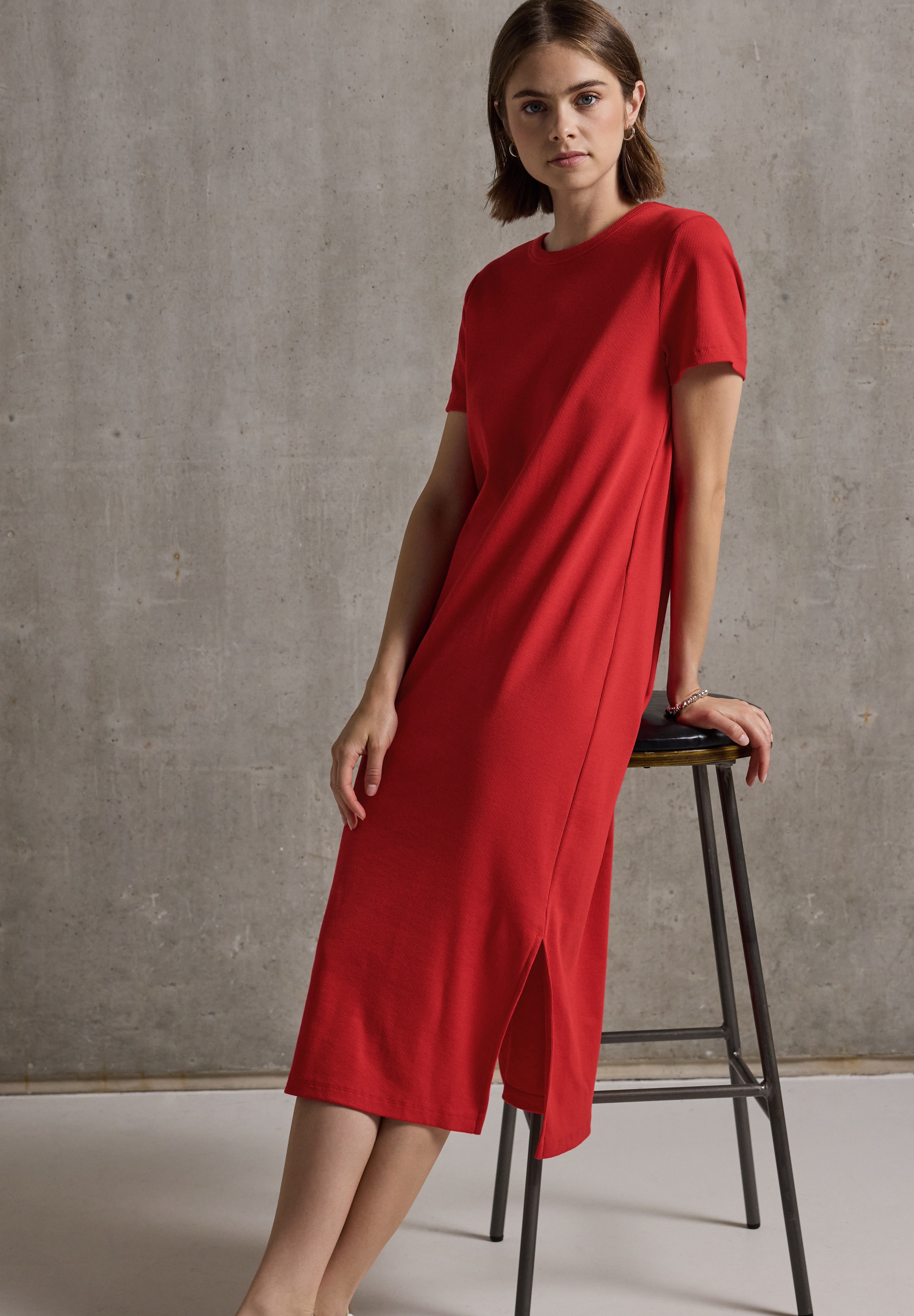 STREET ONE STUDIO Midikleid Ohne Taschen mit Rundhalsausschnitt günstig online kaufen