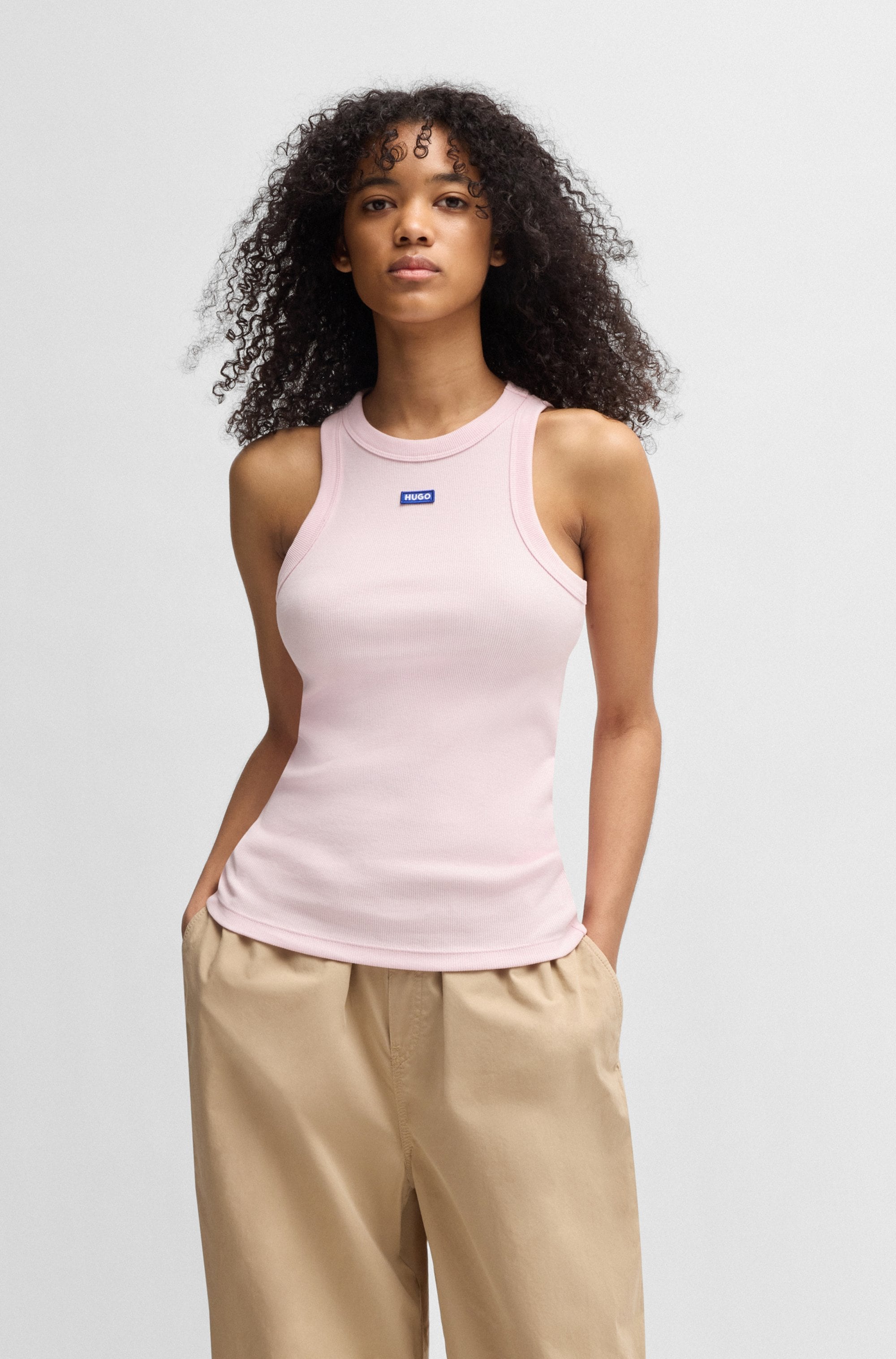 HUGO Blue Tanktop "Easy Tank B", Rippware aus Baumwollmischung mit Elasthan günstig online kaufen
