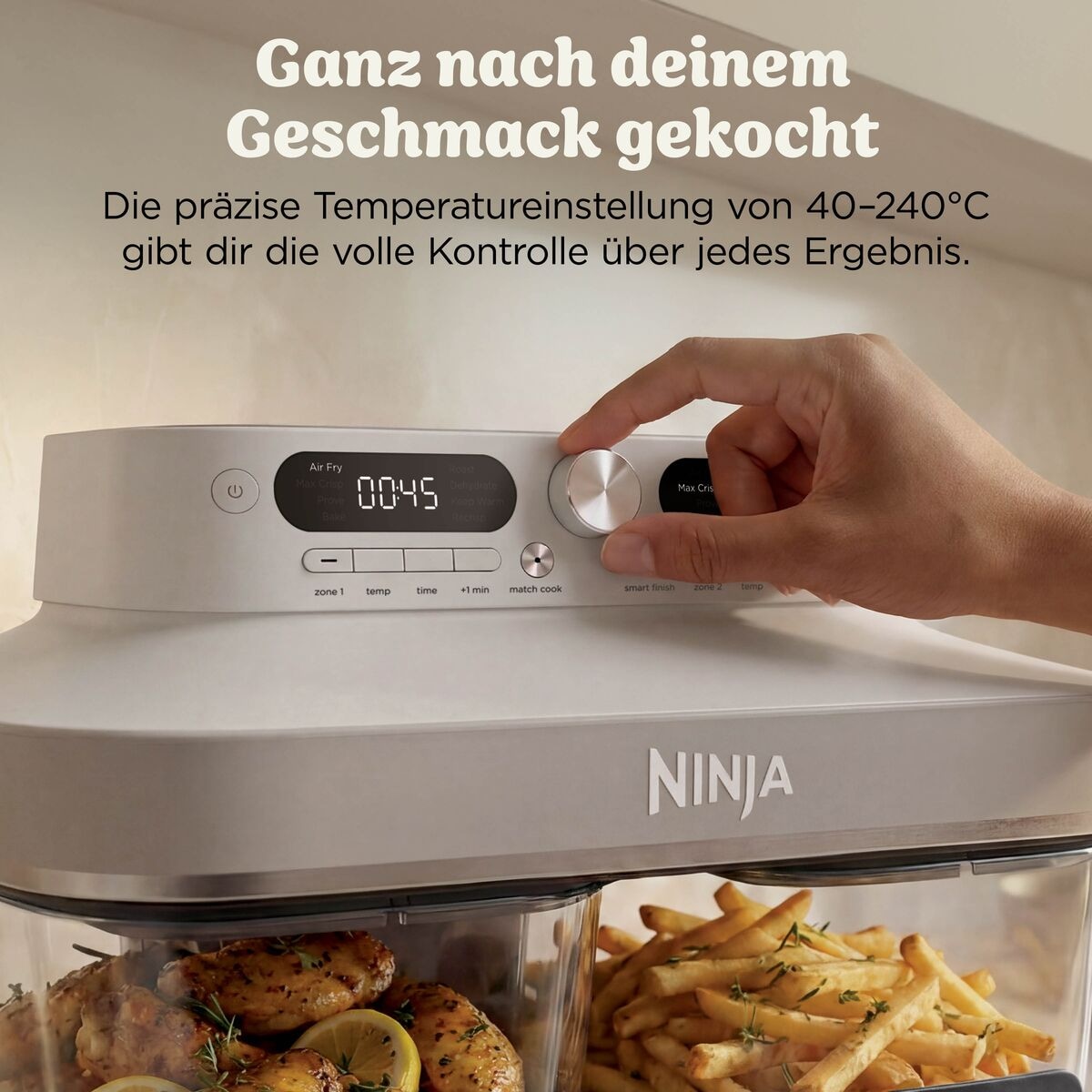 NINJA Heißluftfritteuse »DD102EUIV2 Ninja CRISPi DualZone Glas-Air-Fryer mit 8 Funktionen« 2860 W