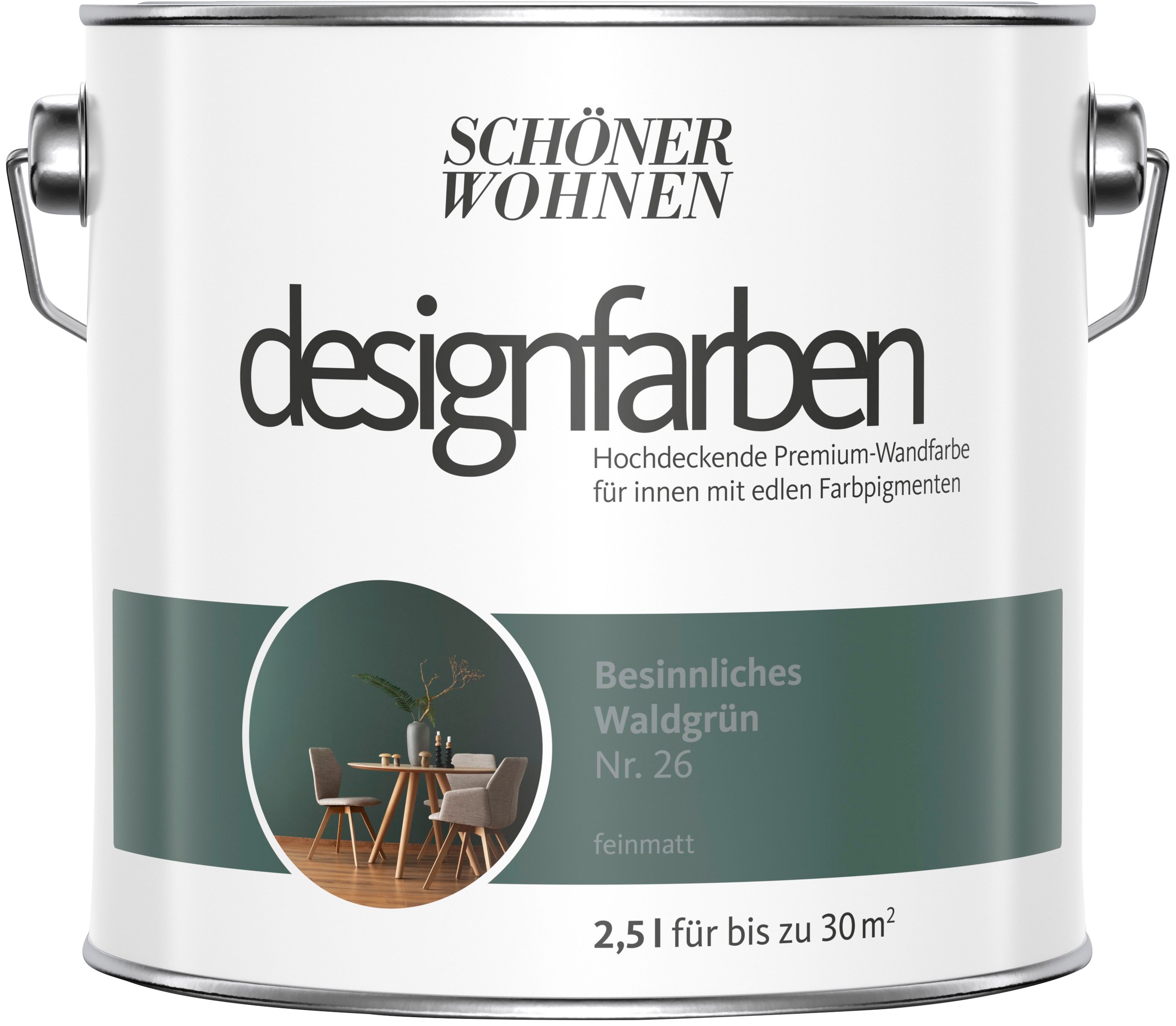 Schoner Wohnen Farbe Farbe Designfarben Besinnliches Waldgrun Nr 23 Feinmatt 2 5 L Per Rechnung Baur