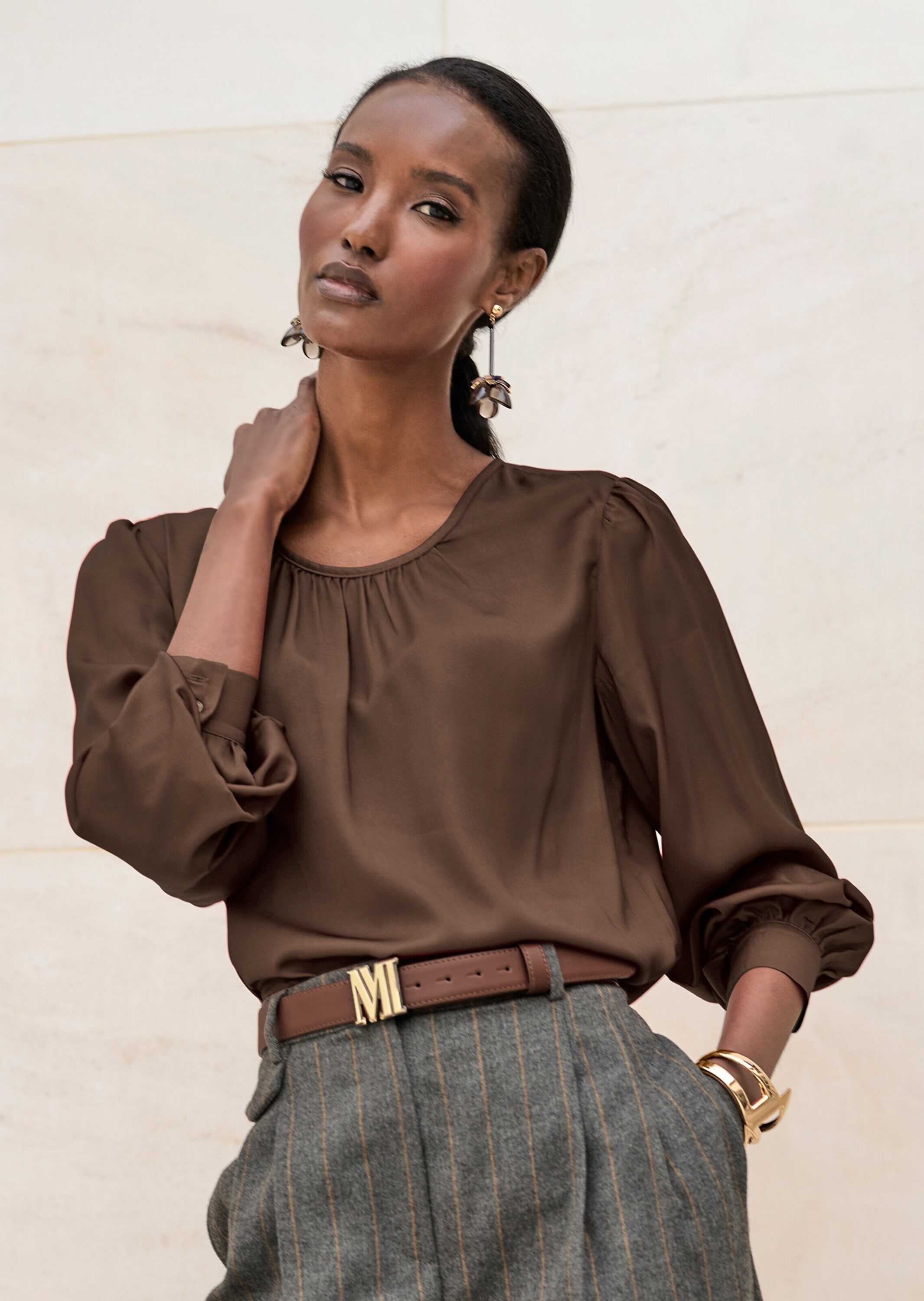 MADELEINE Langarmbluse »Bluse Satinbluse zum Schlüpfen«