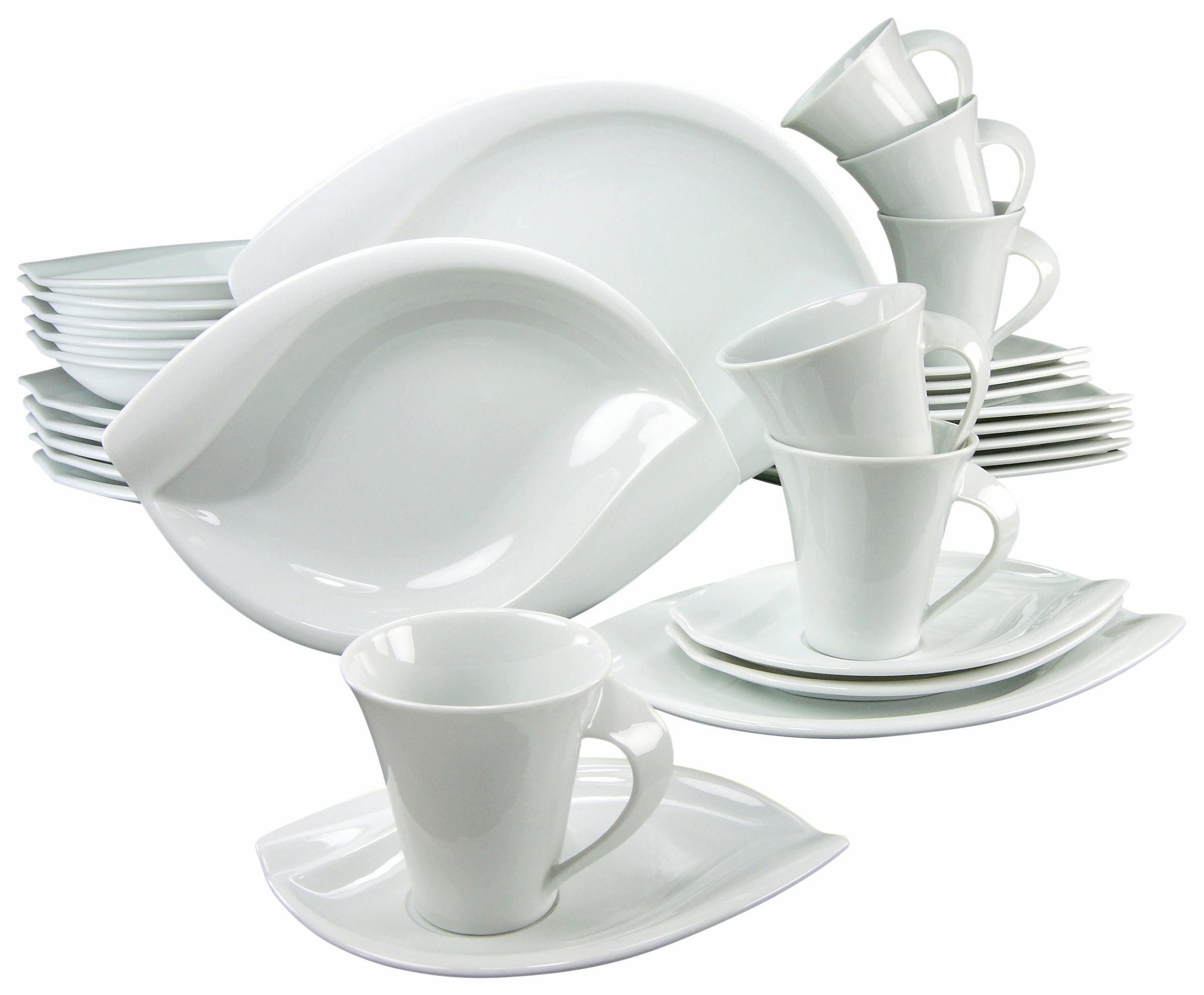 BAUR extravagantes »Geschirr-Set Form, 6 für Service, ACACIA«, 30 30 im für | und Teile, tlg., Kaffeeservice Personen CreaTable Kombiservice Personen), Set, weiß, (Set, Tafelservice 6