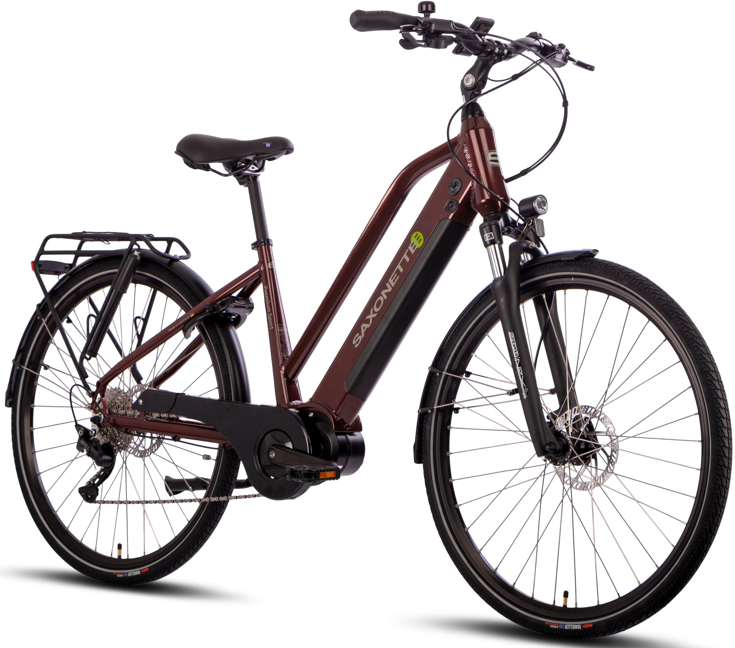 SAXONETTE E-Bike »Premium Sport (Trapez)«, 10 Gang, Mittelmotor 250 W, Pedelec, Elektrofahrrad für Damen, Trekkingrad