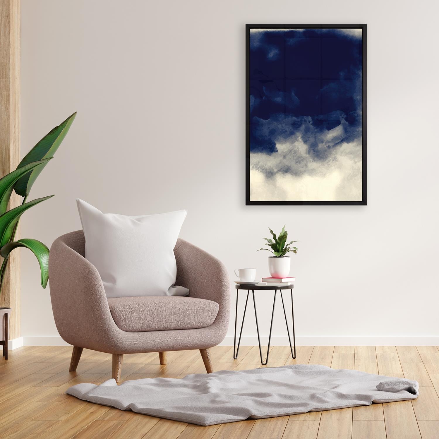 queence Leinwandbild »Abstrakt Blau«, Abstrakt-Abstrakte-Kunst-Modern, mit einem Schattenfugenrahmen veredelt