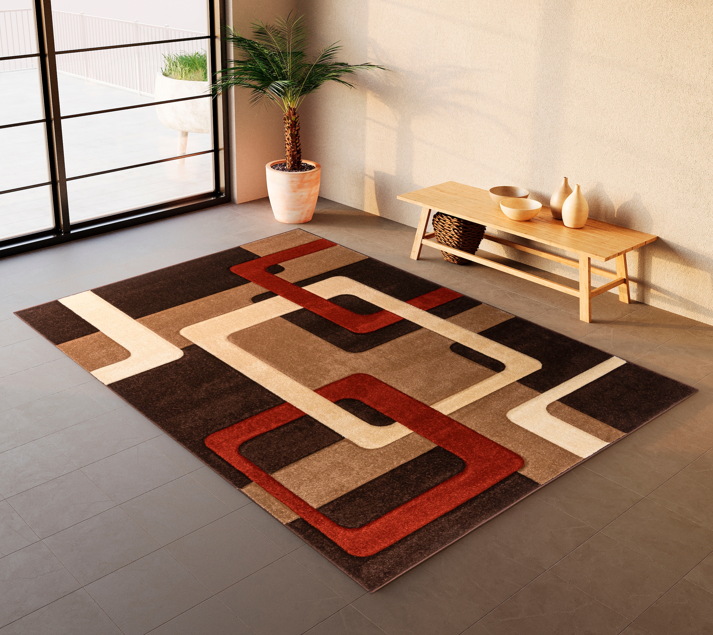 my home Teppich »Maxim«, rechteckig, Hoch-Tief-Effekt, 3D-Design Rechnung BAUR auf | Kurzflor